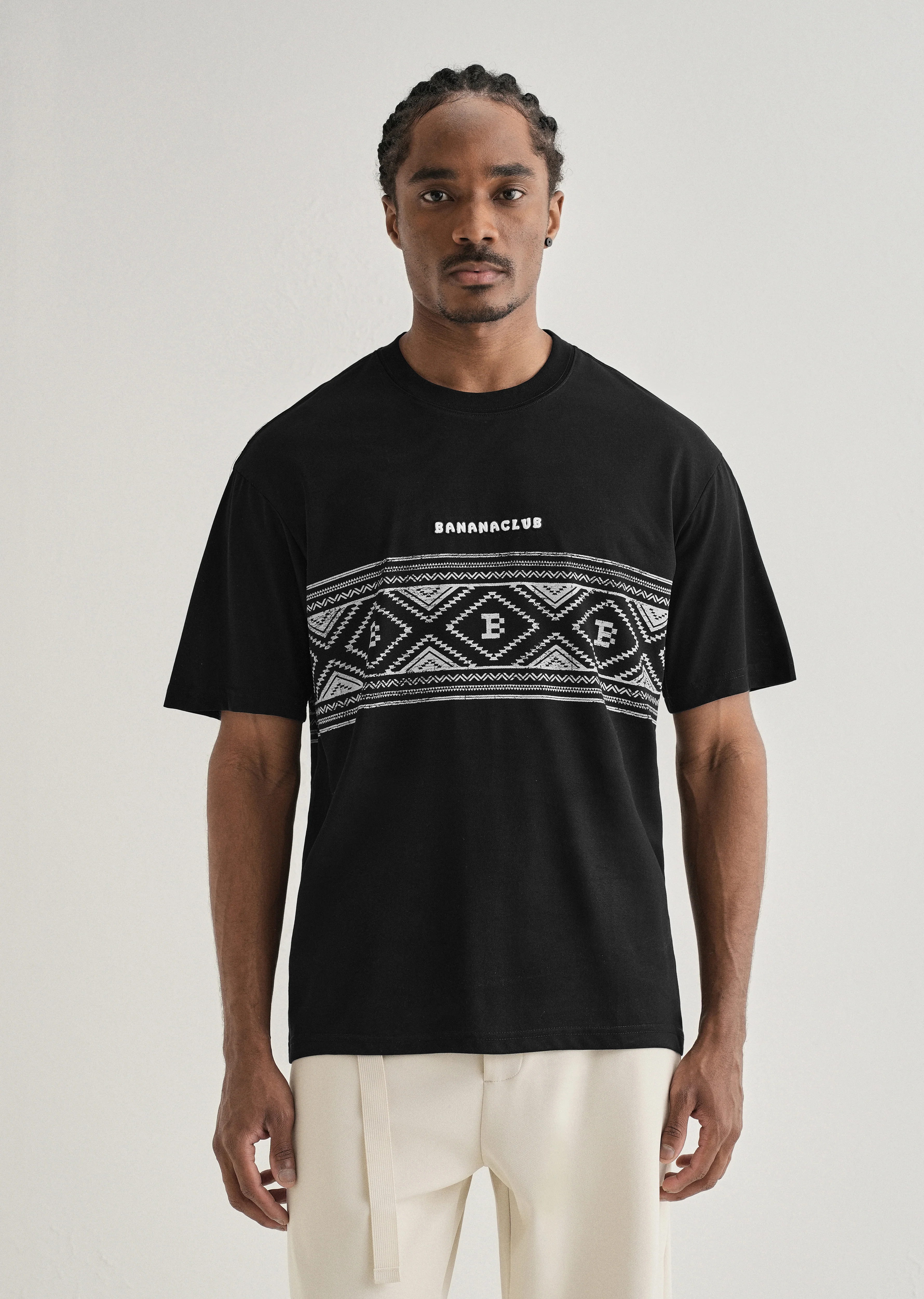 Black Aztec Printed Oversized T-shirt - Image 4