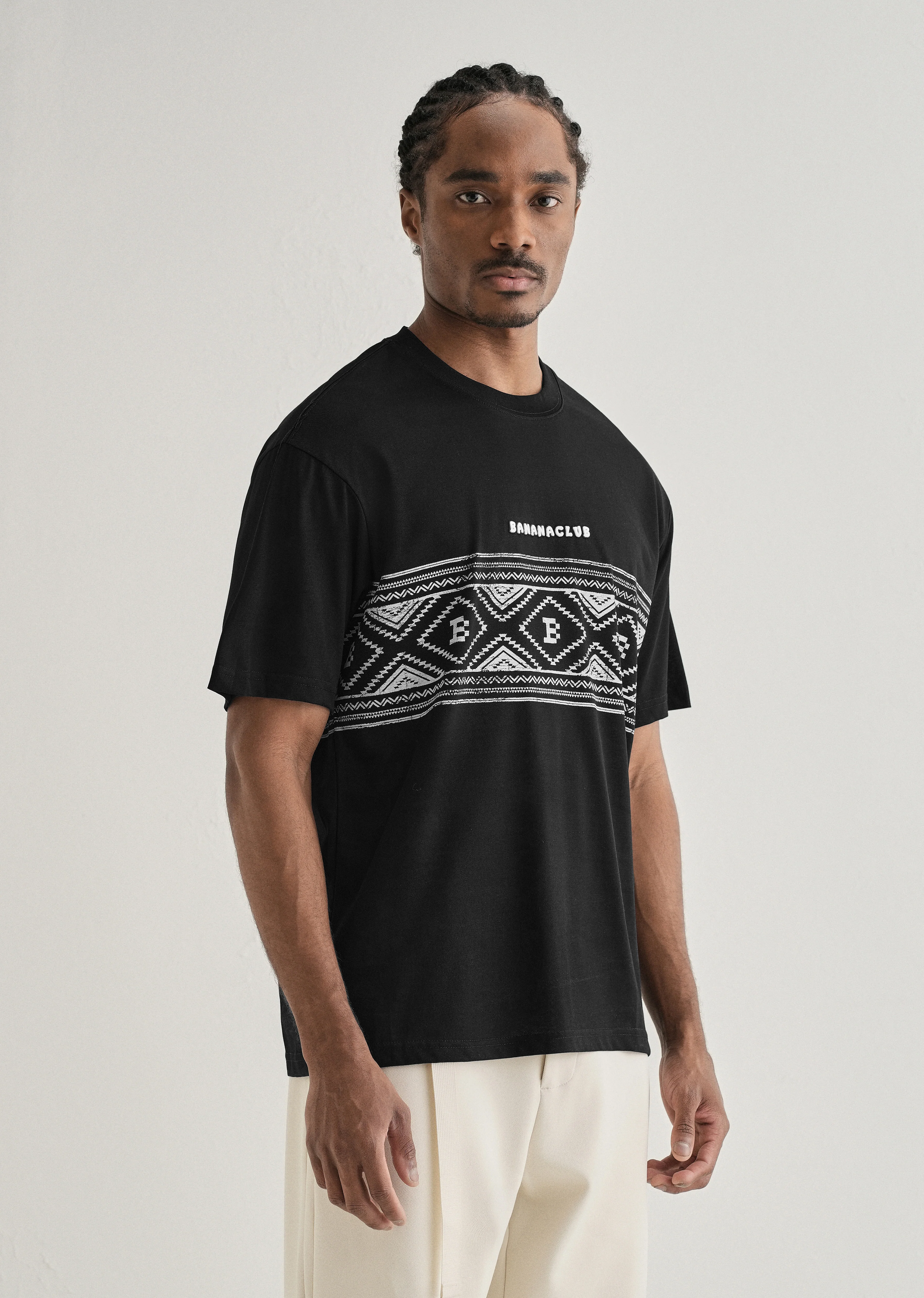 Black Aztec Printed Oversized T-shirt - Image 5