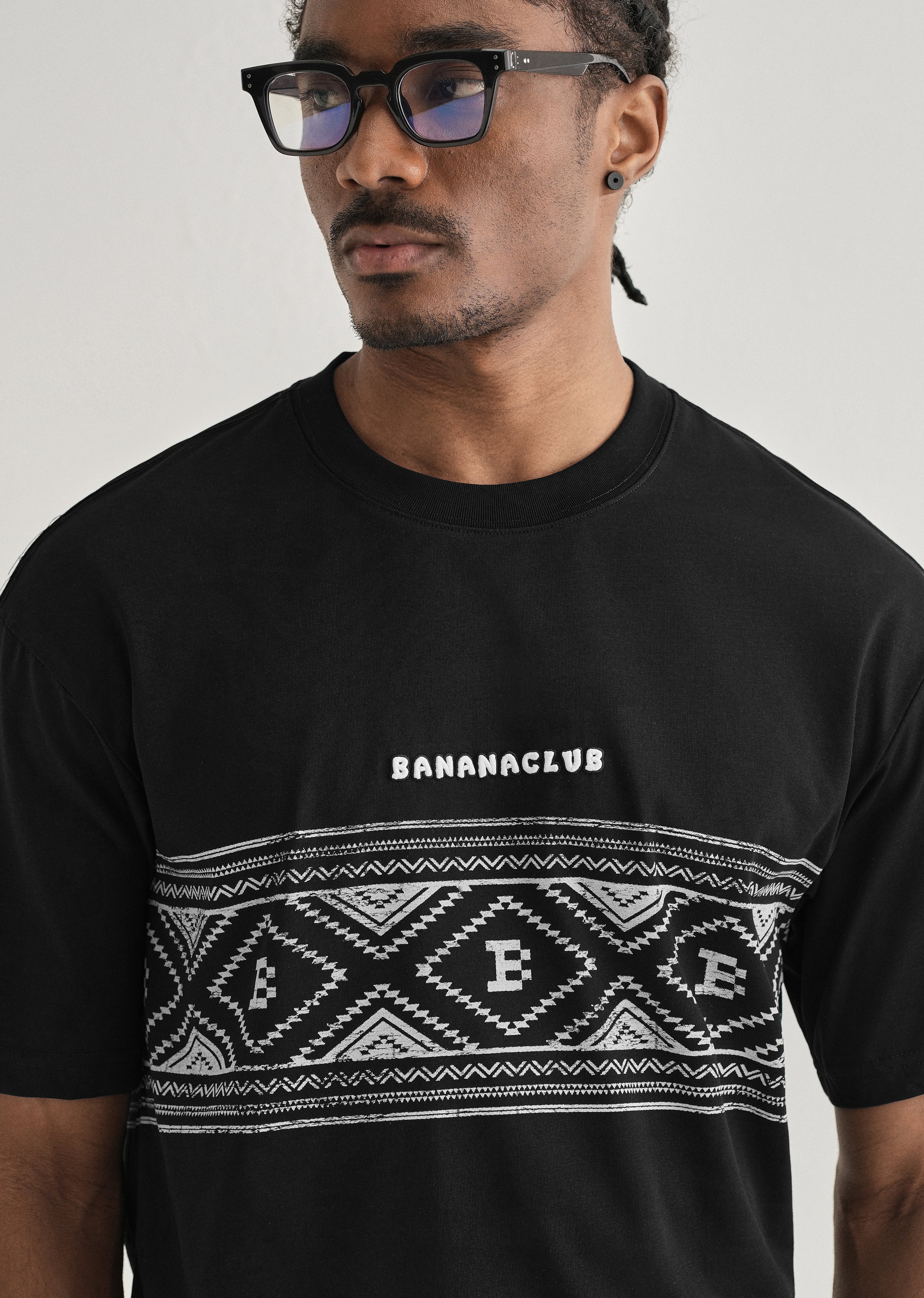 Black Aztec Printed Oversized T-shirt - Image 6