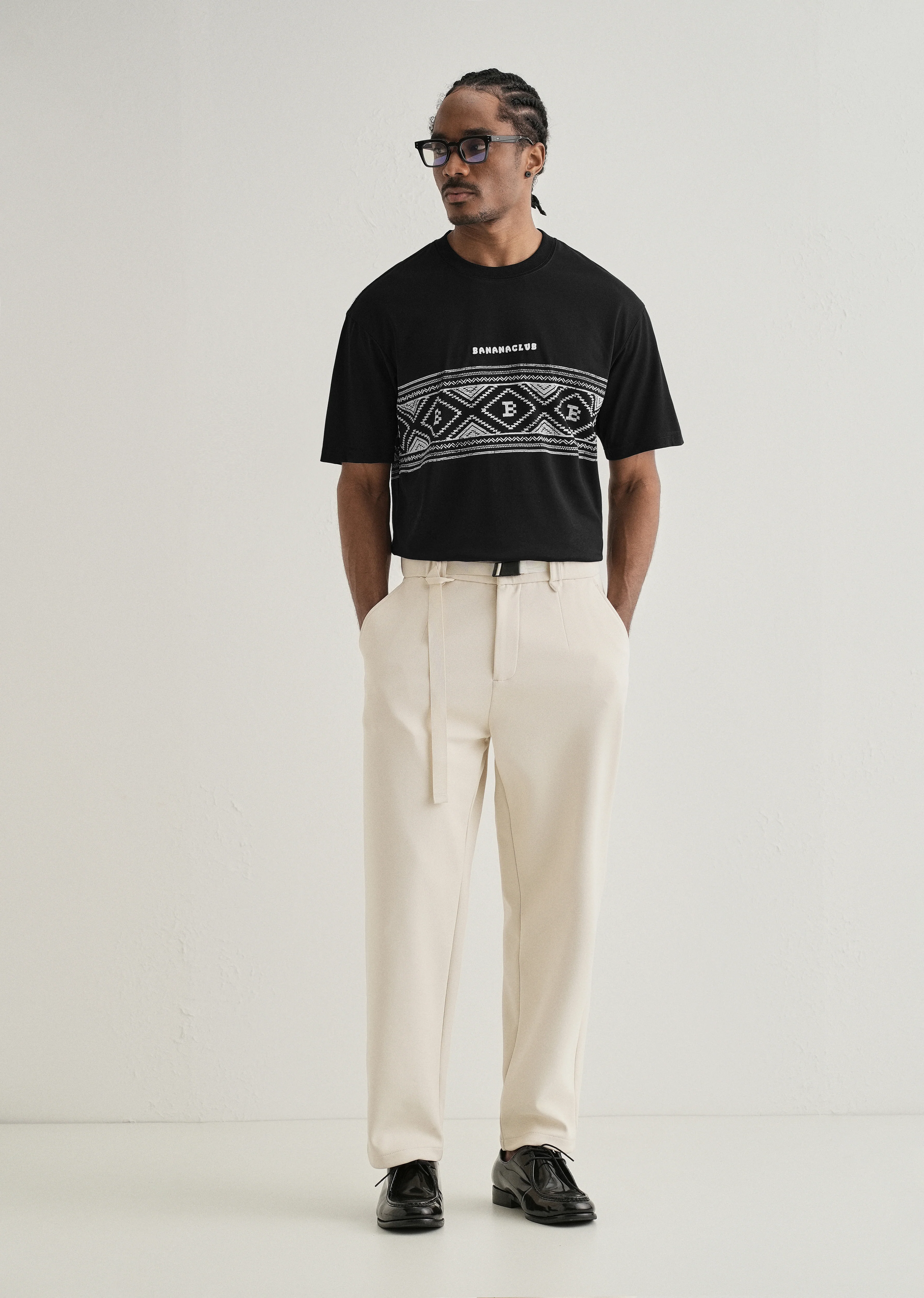 Black Aztec Printed Oversized T-shirt - Image 7
