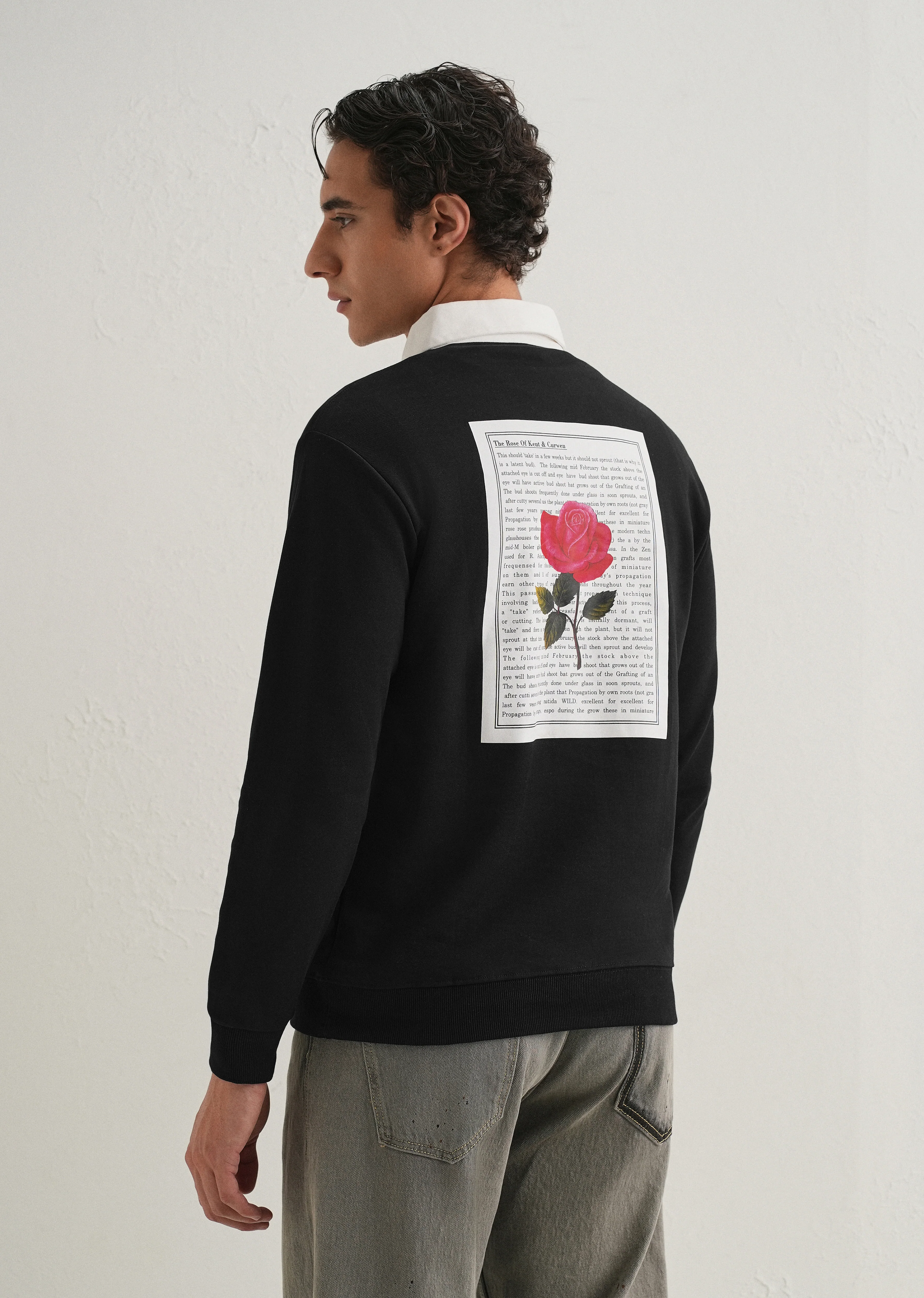Black Back Print Polo Sweatshirt - Image 3