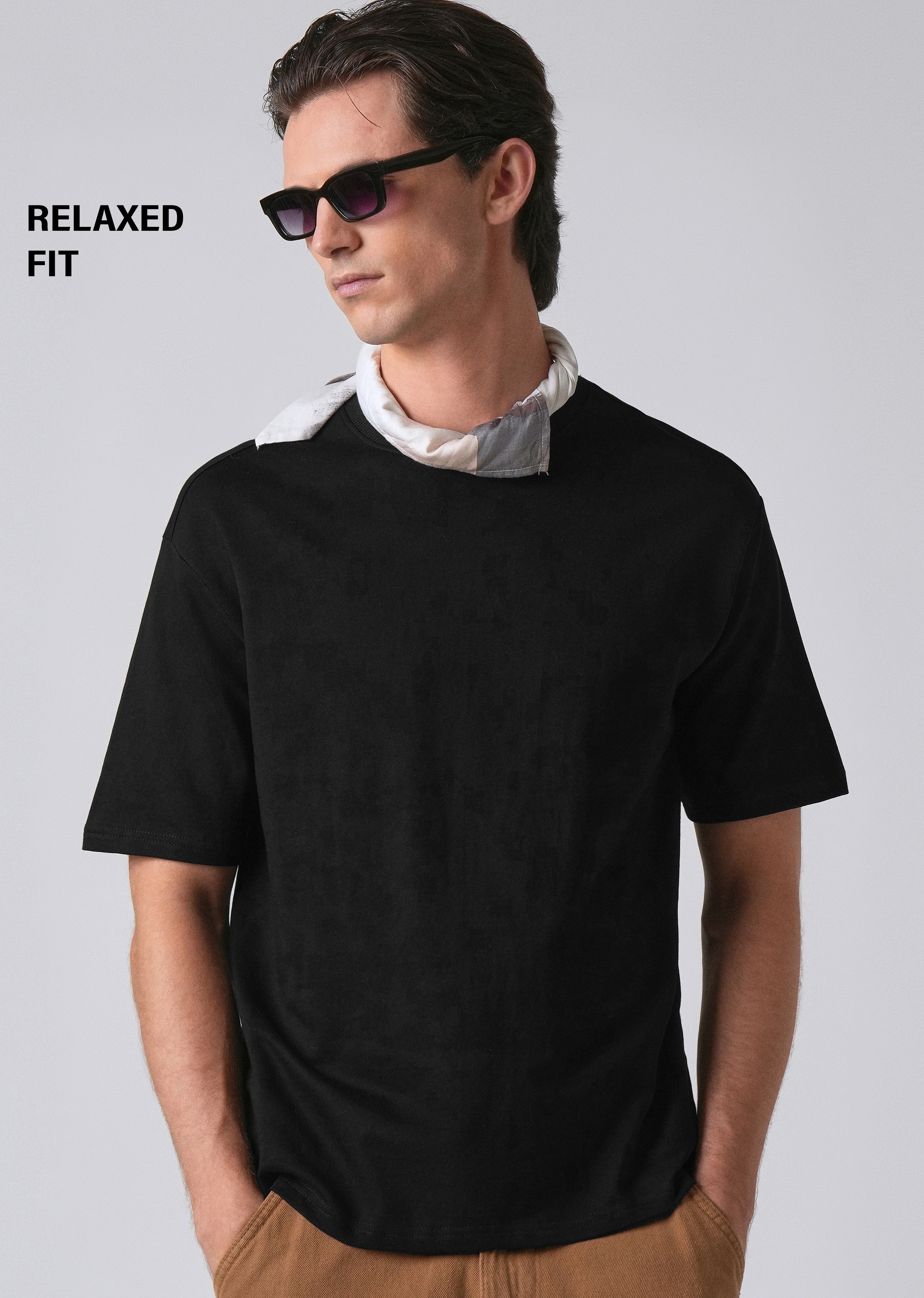 Black Basic Relaxed Fit T-shirt - Image 7