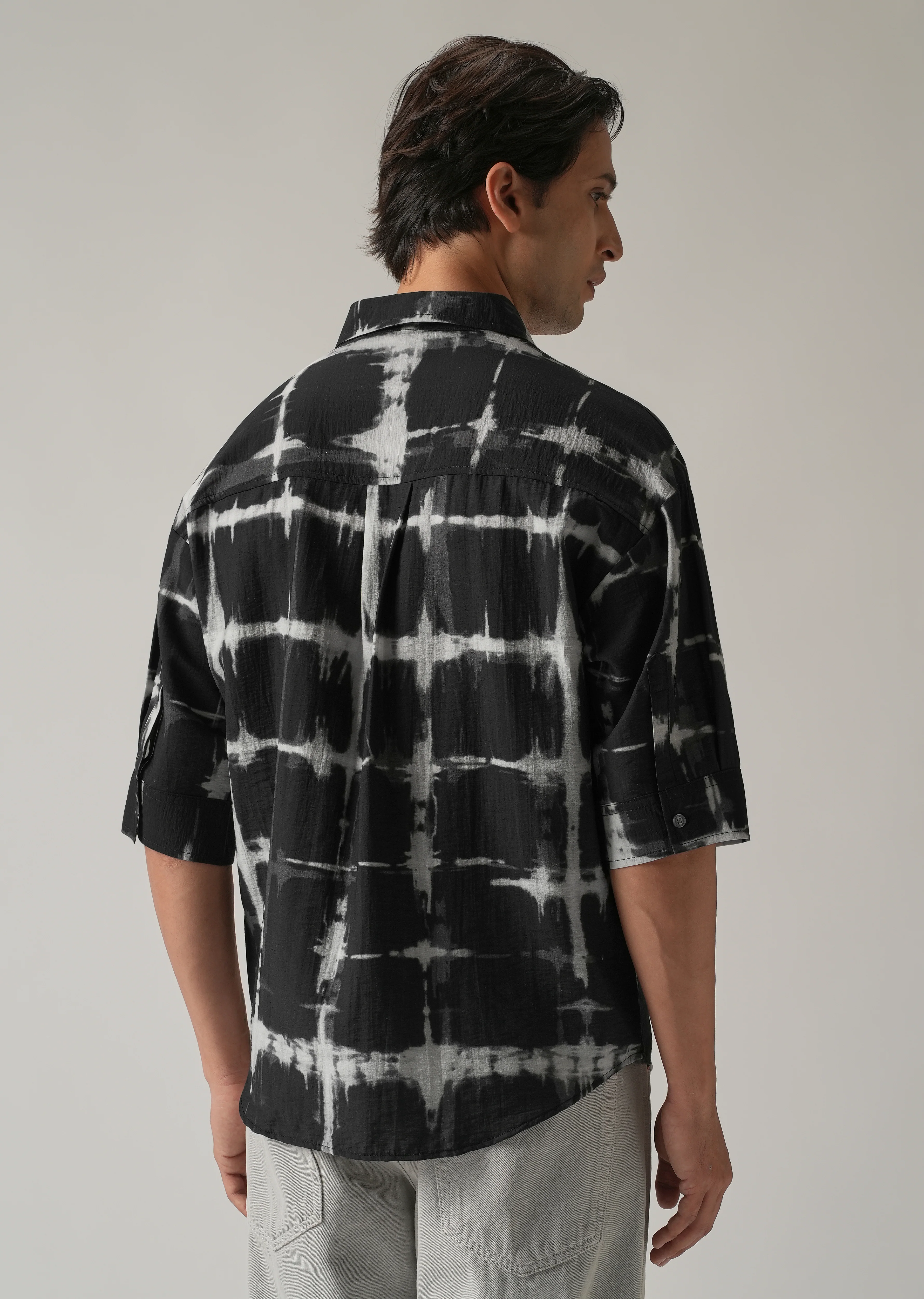 Black Boxy Fit Tie-Dye Printed Shirt - Image 3