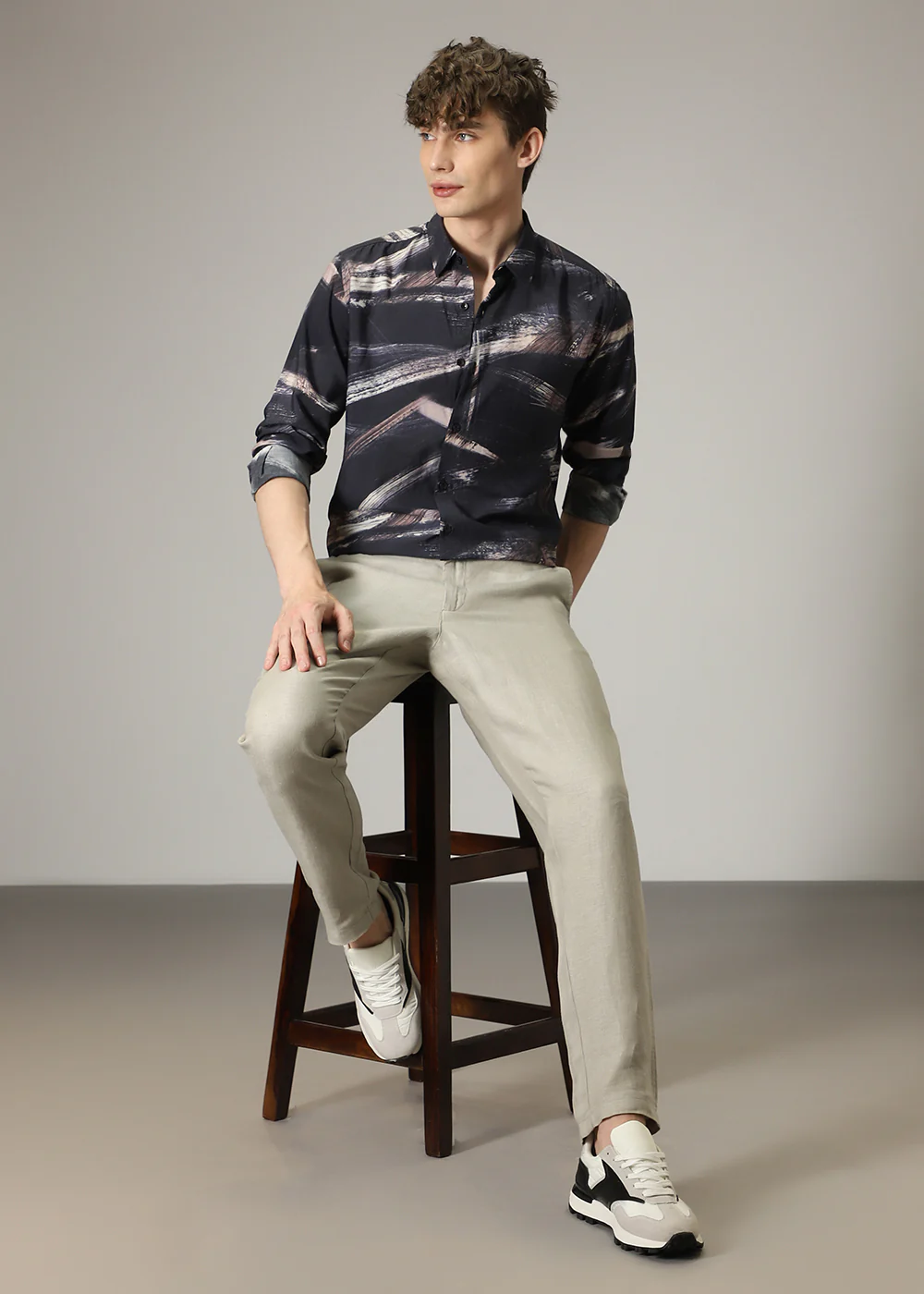 Black Brush Strokes Print Shirt - Image 7