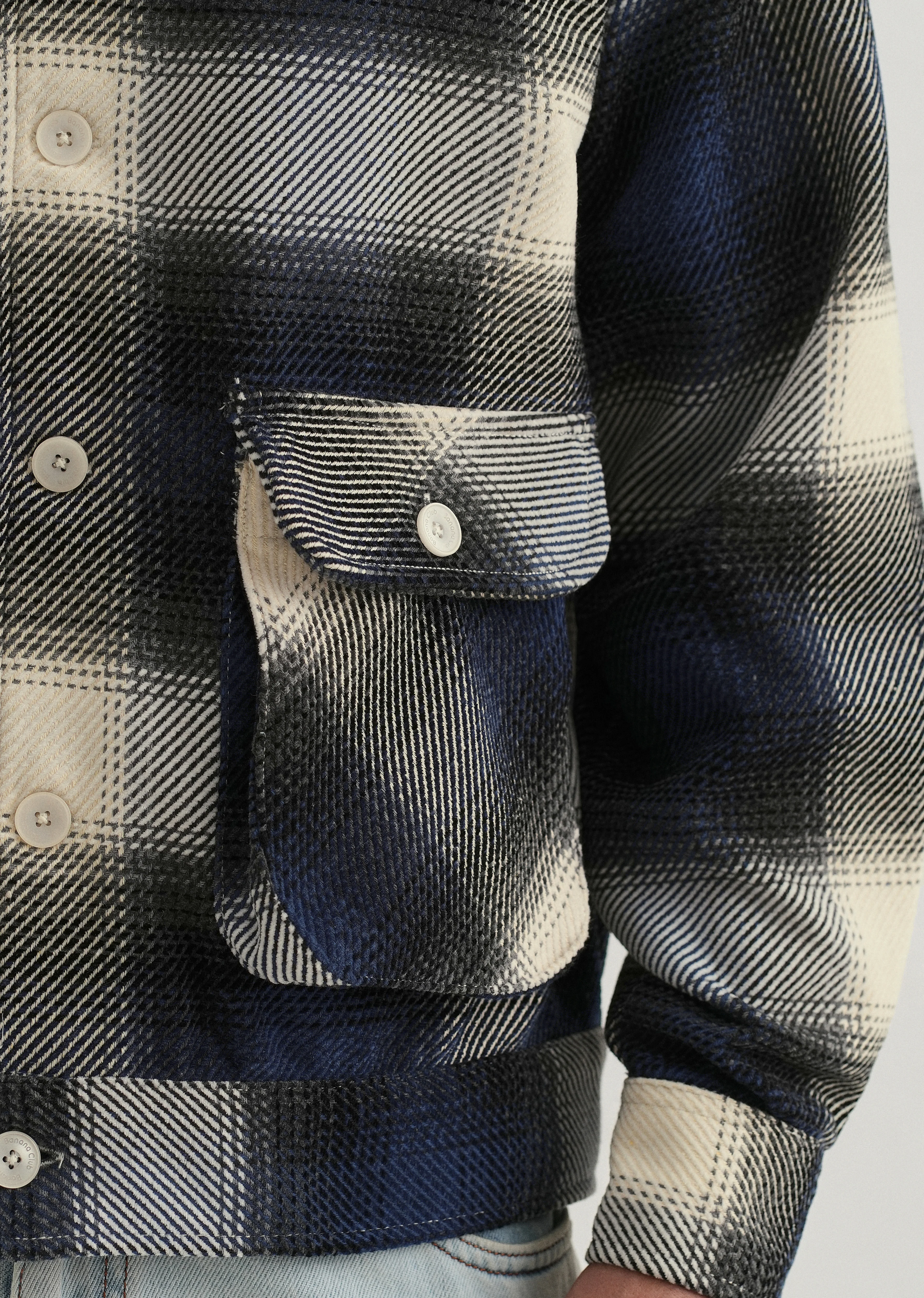 Black Brushed Check Utility Shacket - Image 3