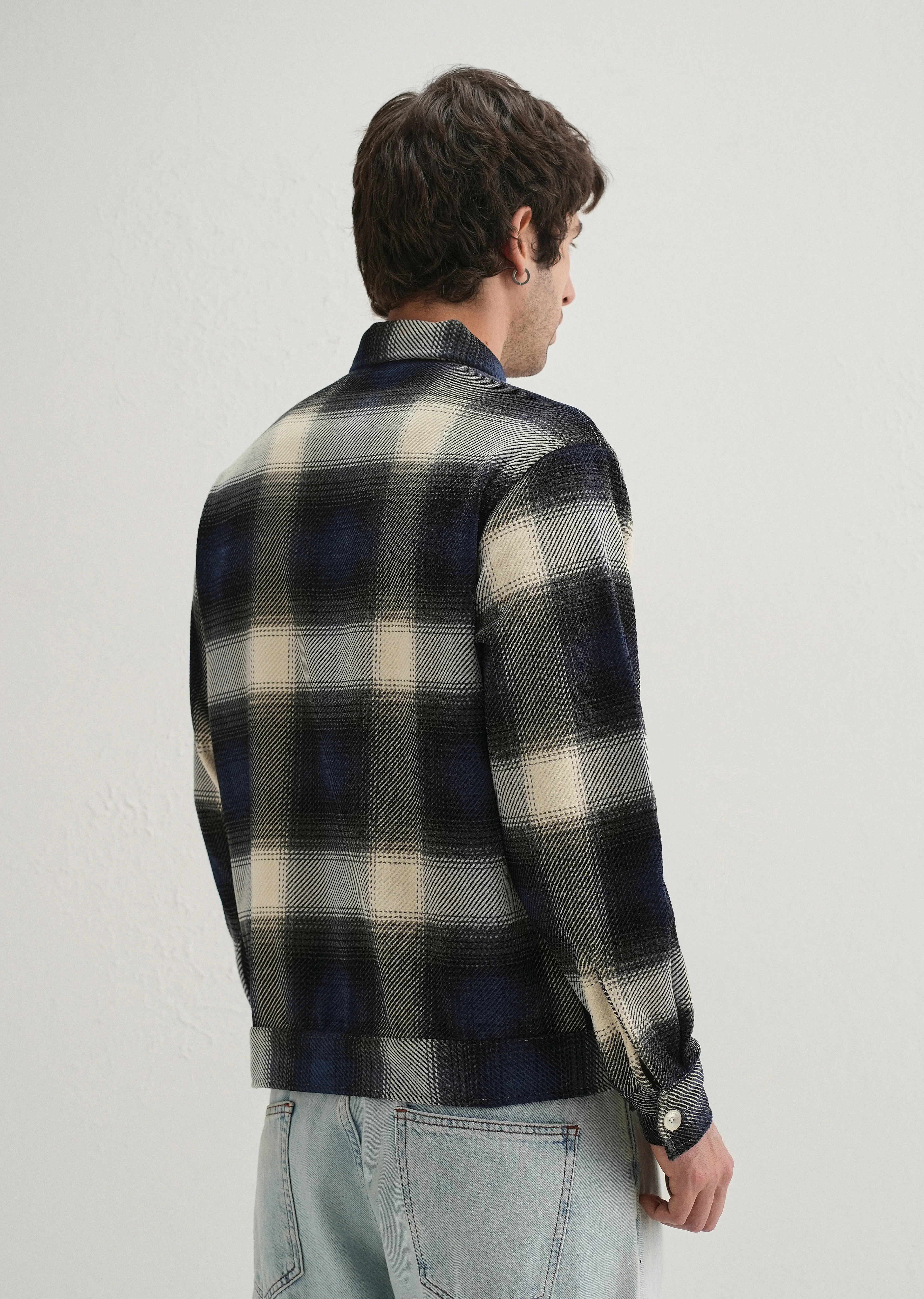 Black Brushed Check Utility Shacket - Image 4