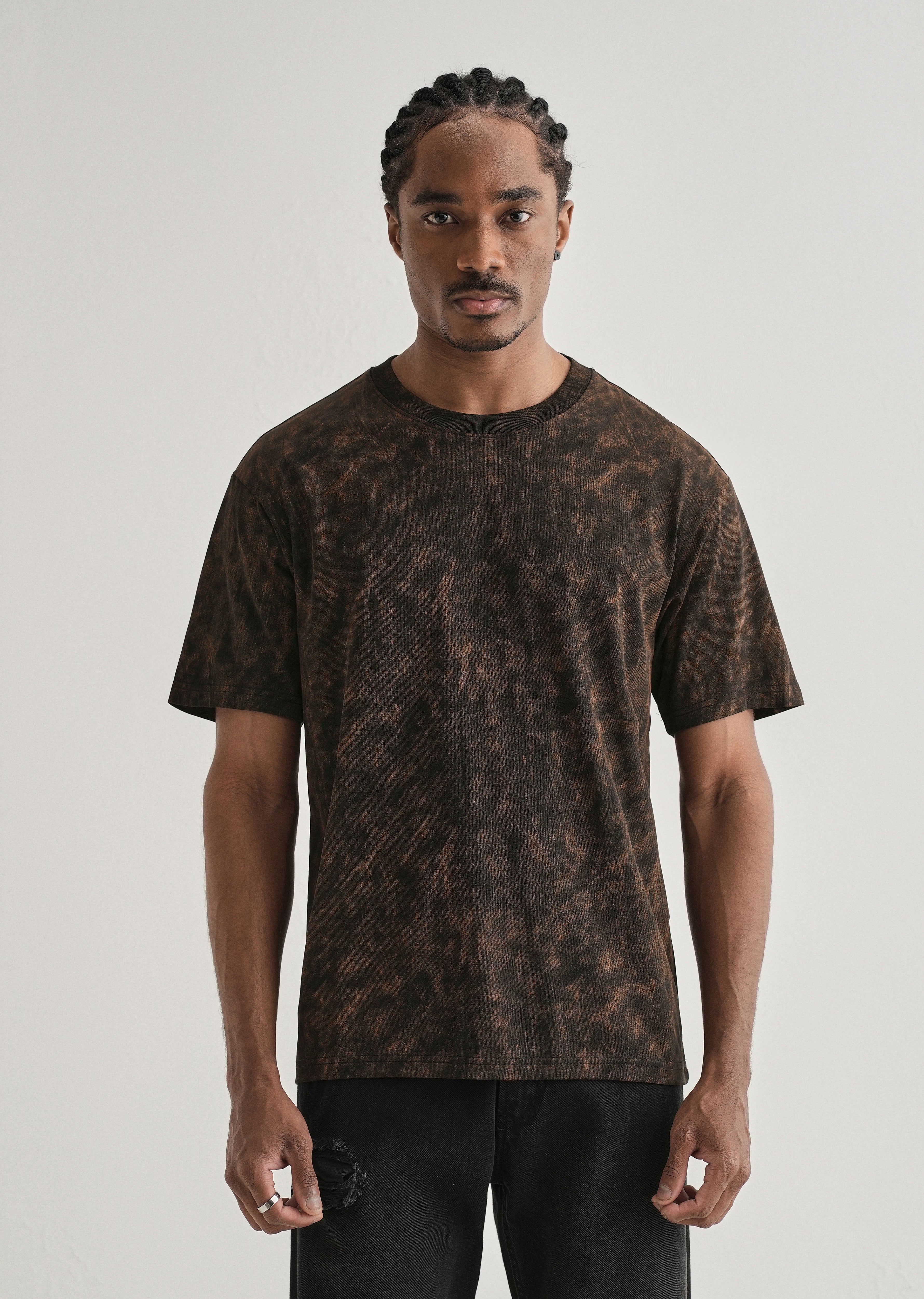 Black Brown Brushstroke Oversized T-shirt - Image 3