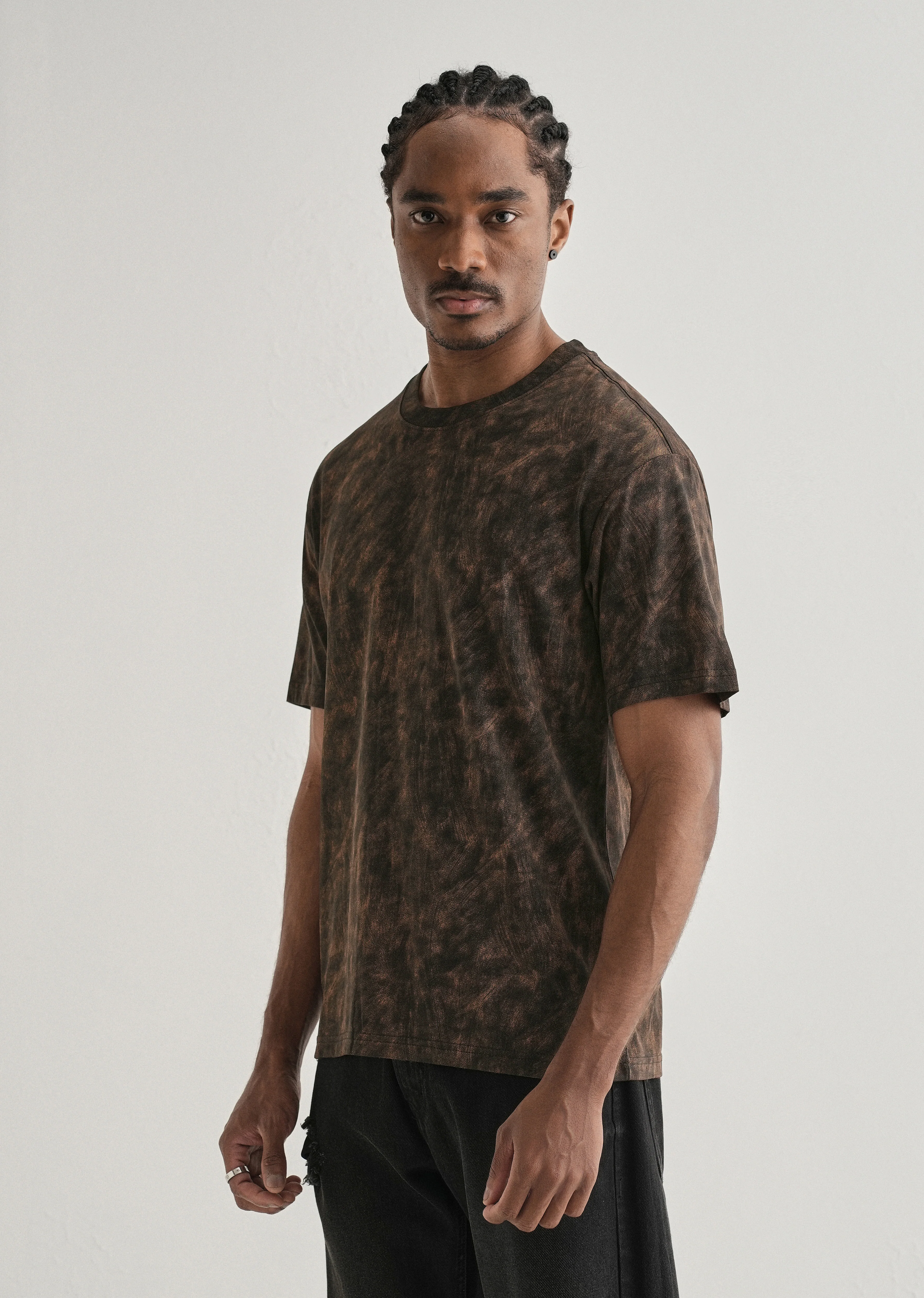 Black Brown Brushstroke Oversized T-shirt - Image 4