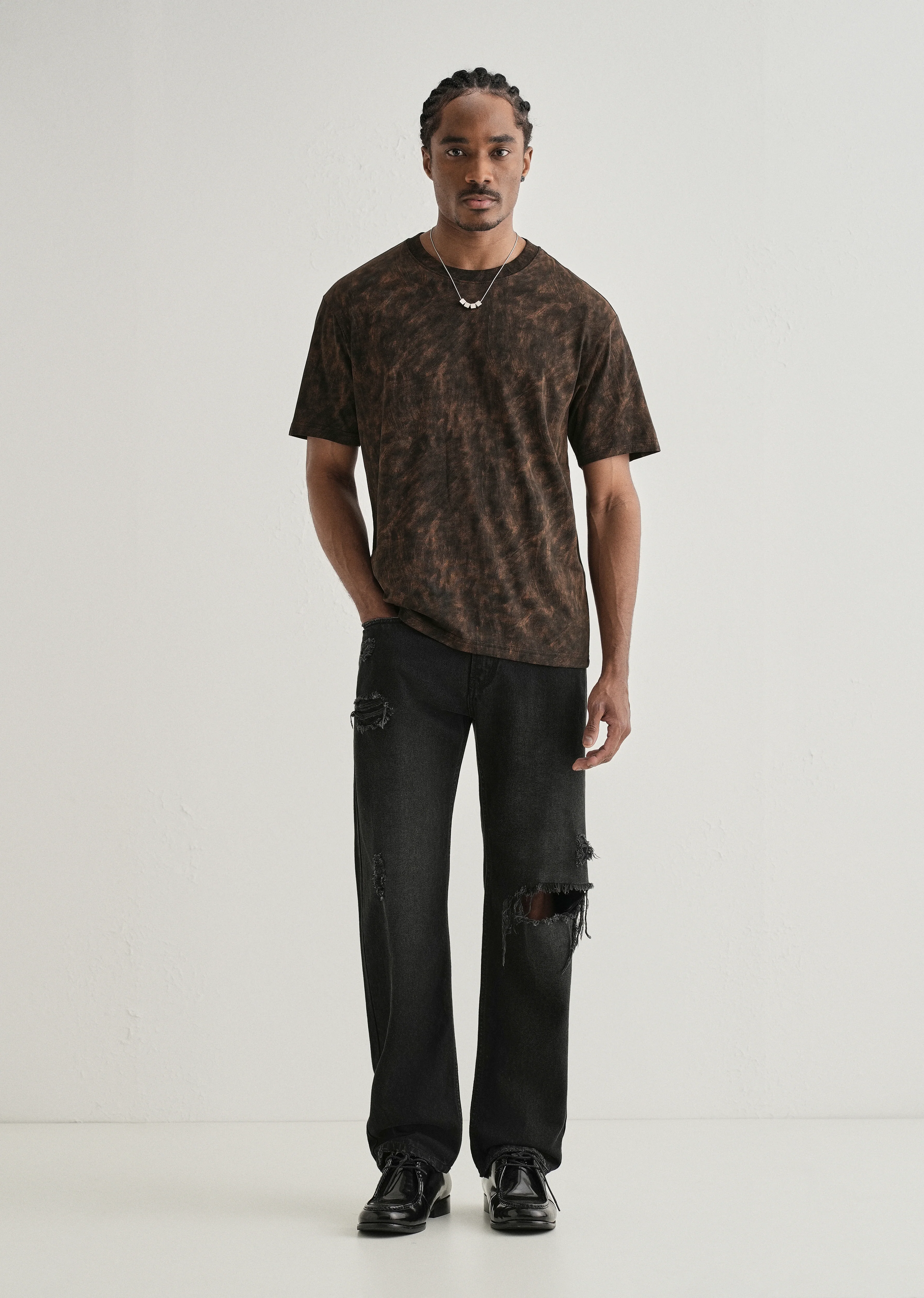Black Brown Brushstroke Oversized T-shirt - Image 6