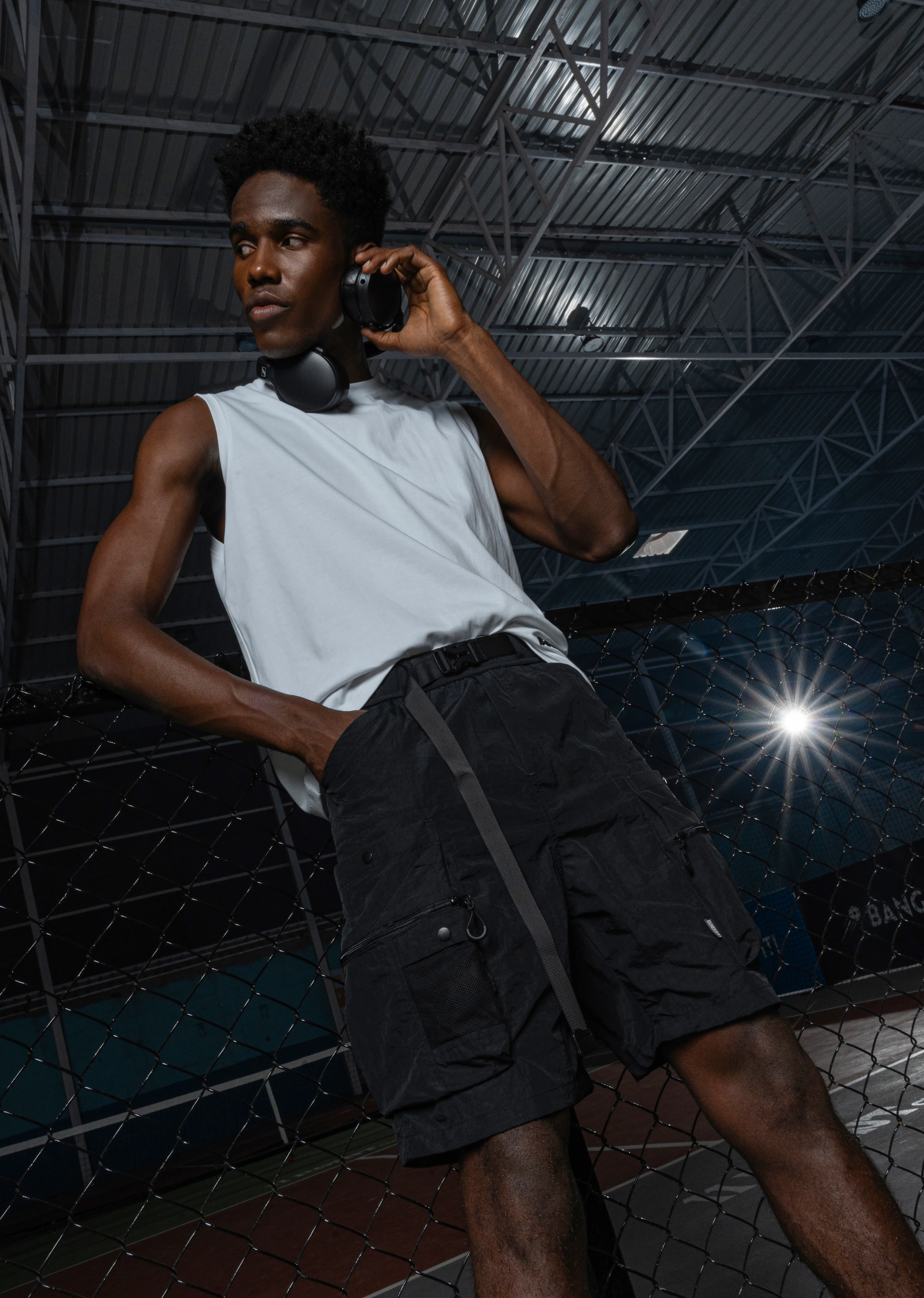 Black Buckle Belt Cargo Shorts - Image 2
