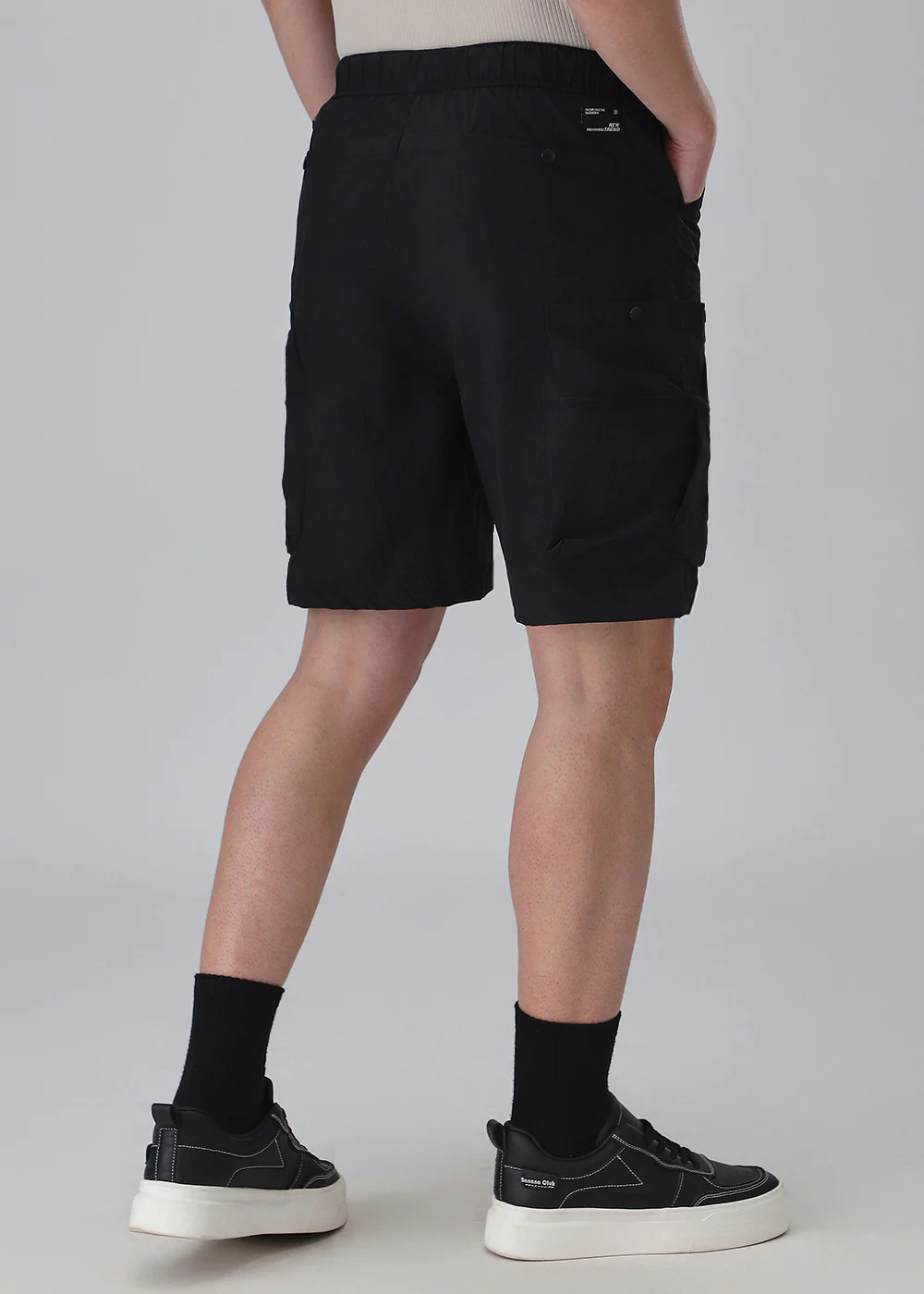Black Buckle Belt Cargo Shorts - Image 3