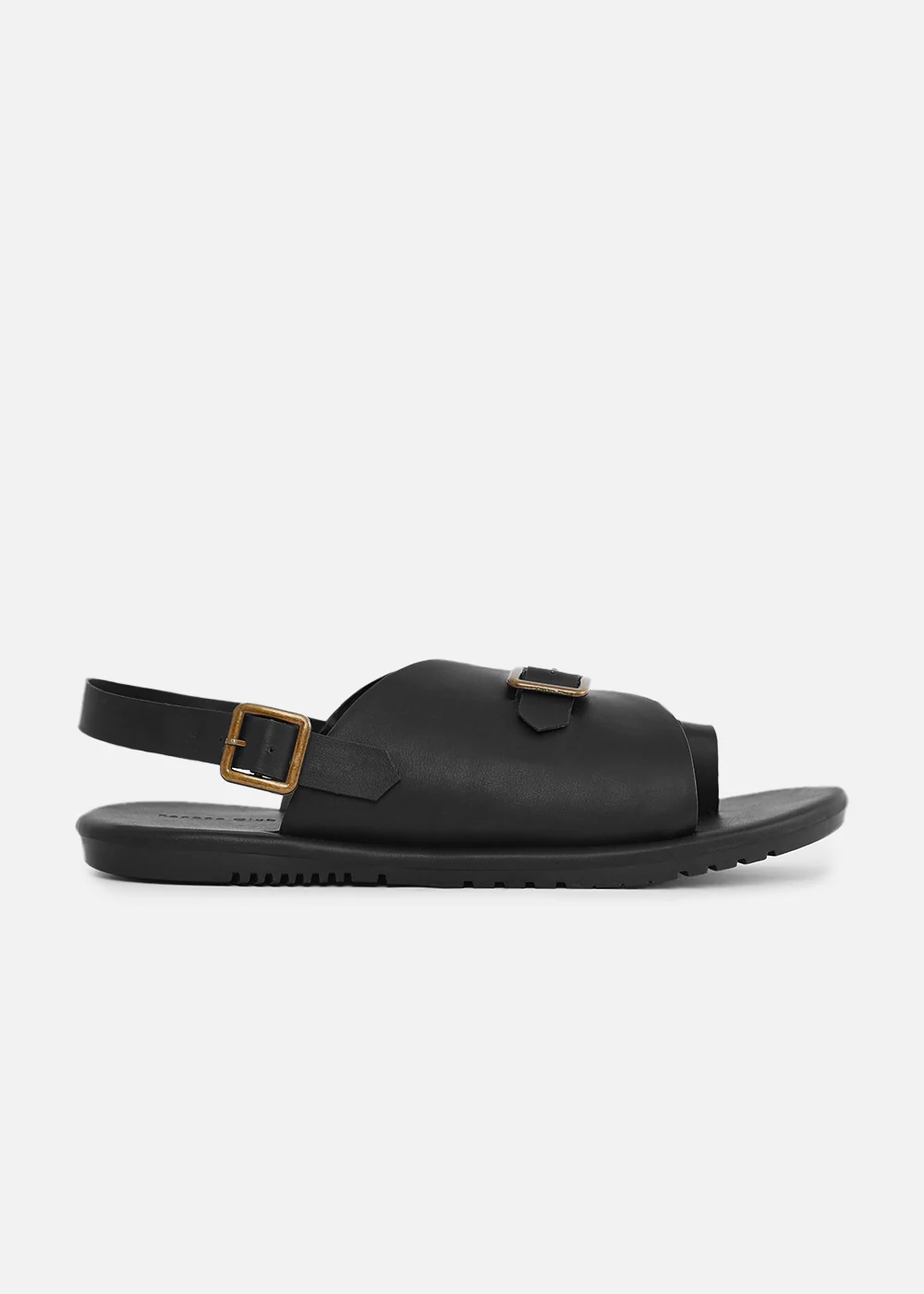 Black Buckle Detail Cross Strap Sandals - Image 3