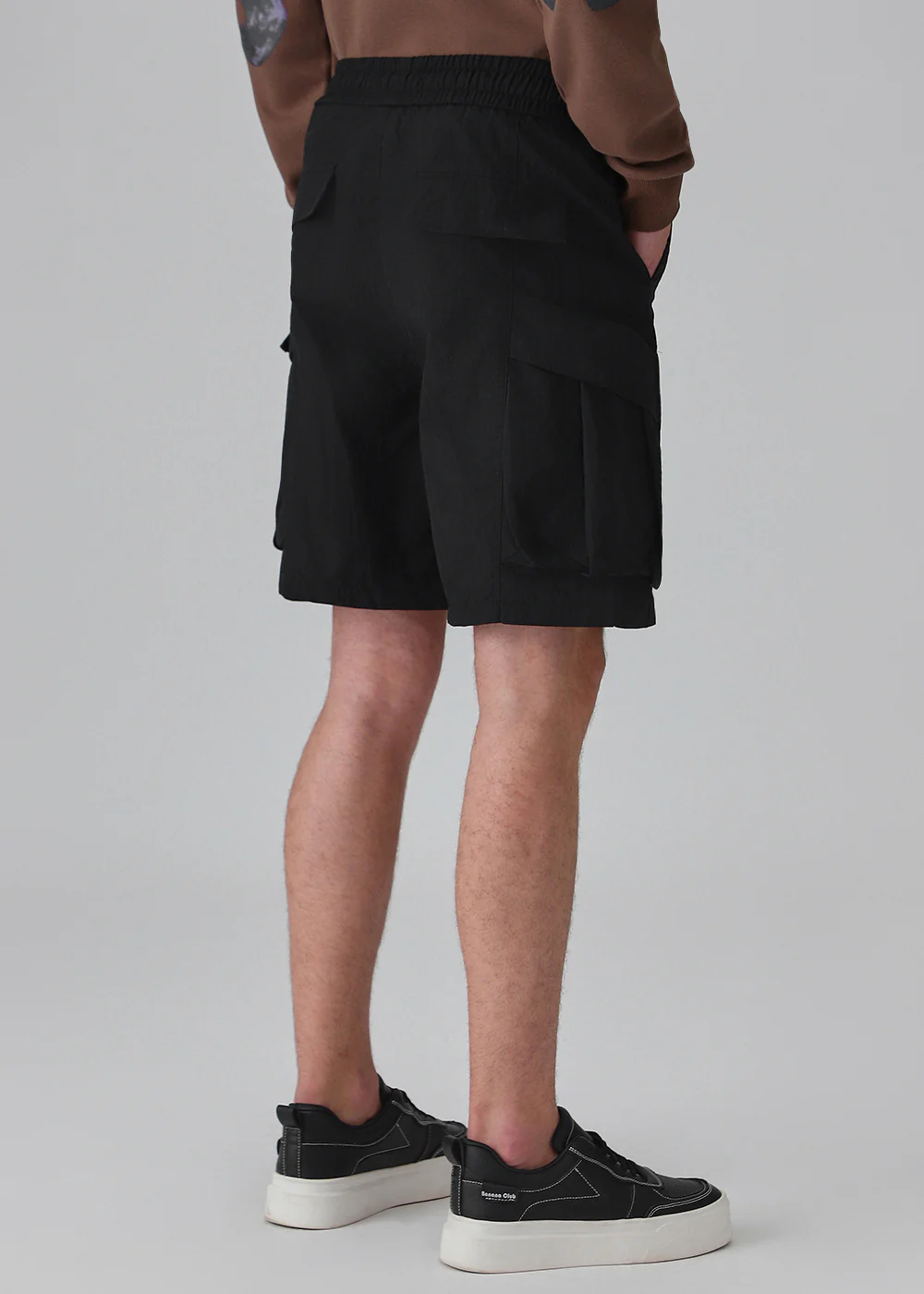 Black Buckled Cargo Shorts - Image 2