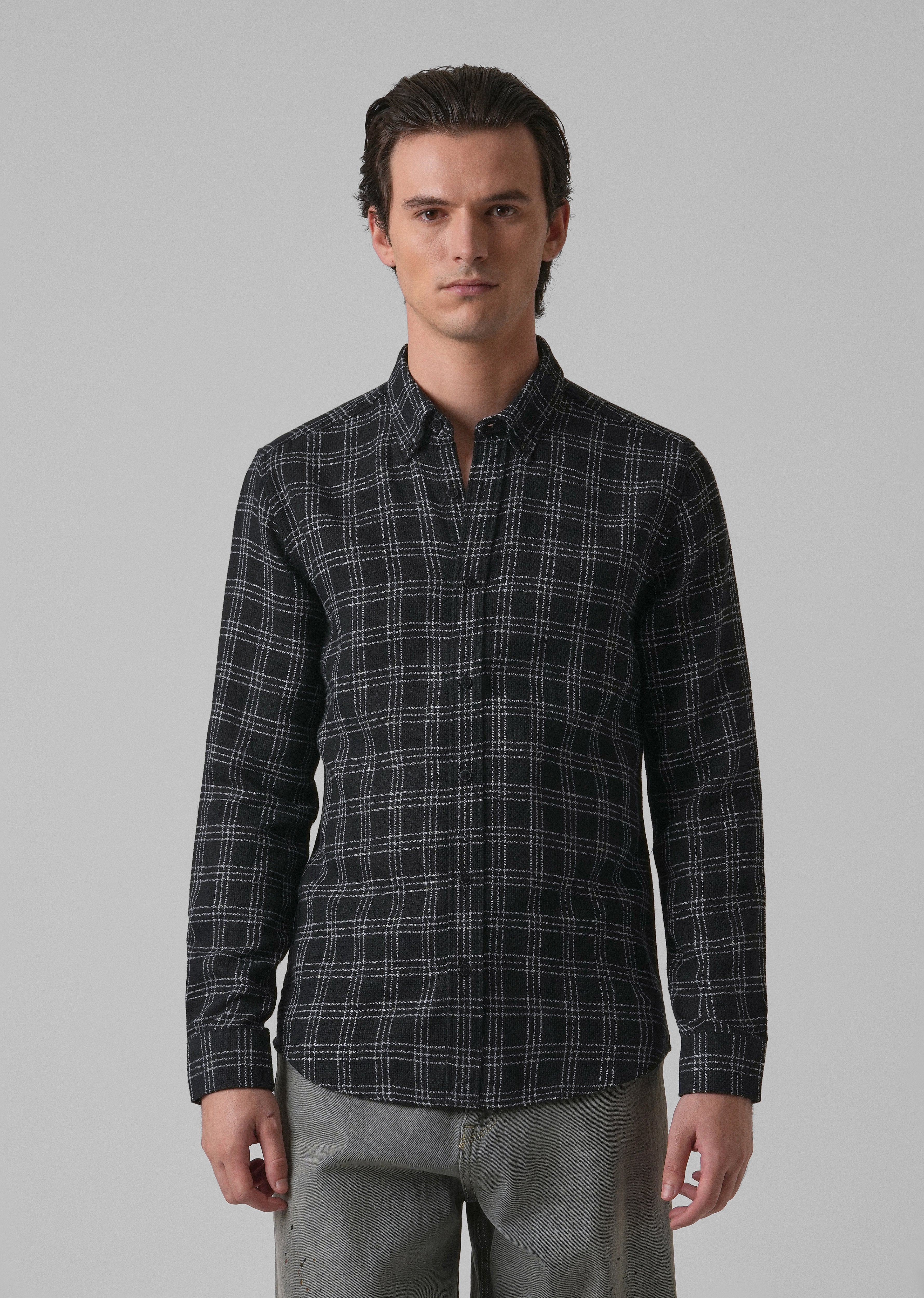 Melange Black Cannon Check Shirt - Image 3