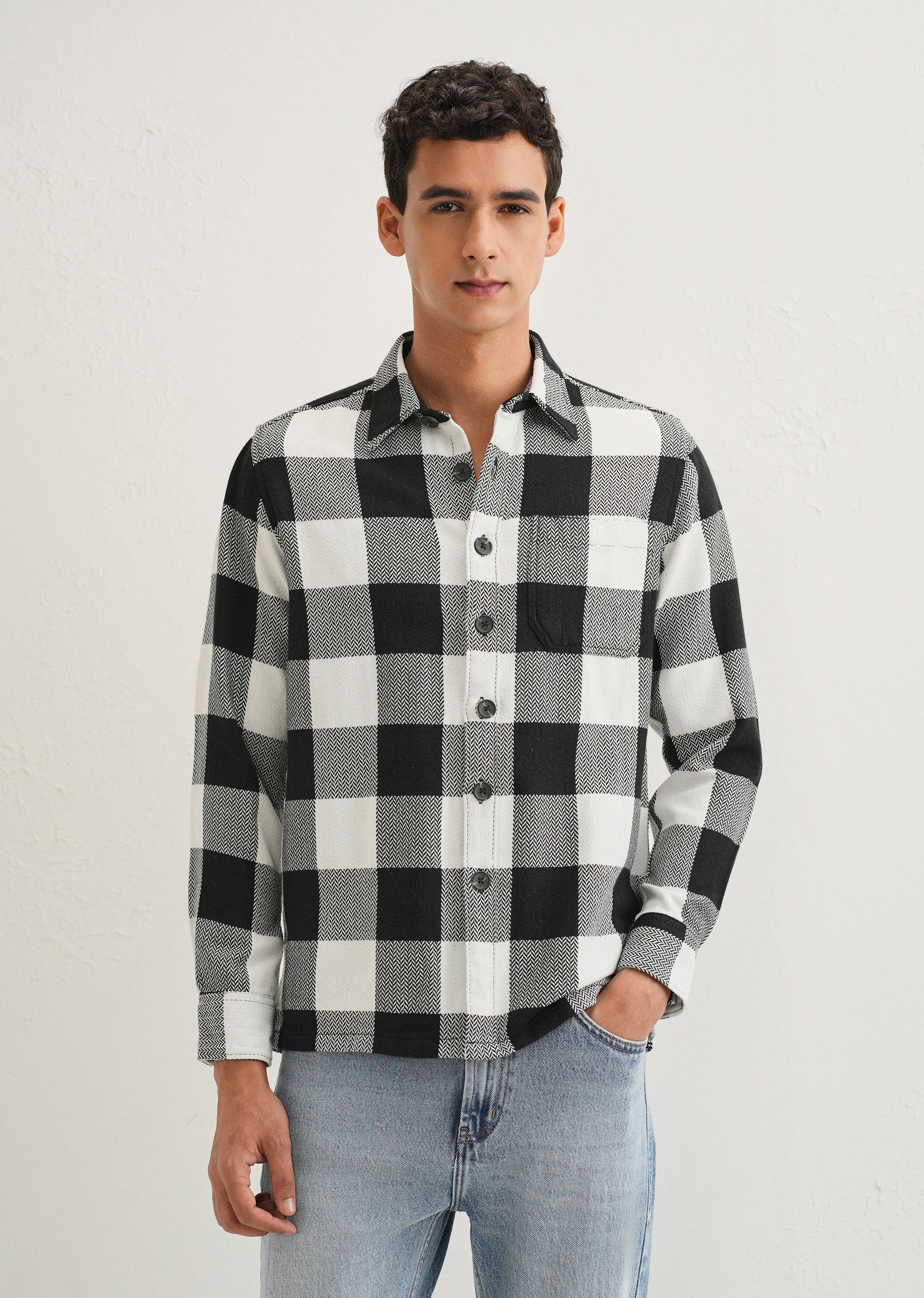 Black Checked Overshirt - Image 3