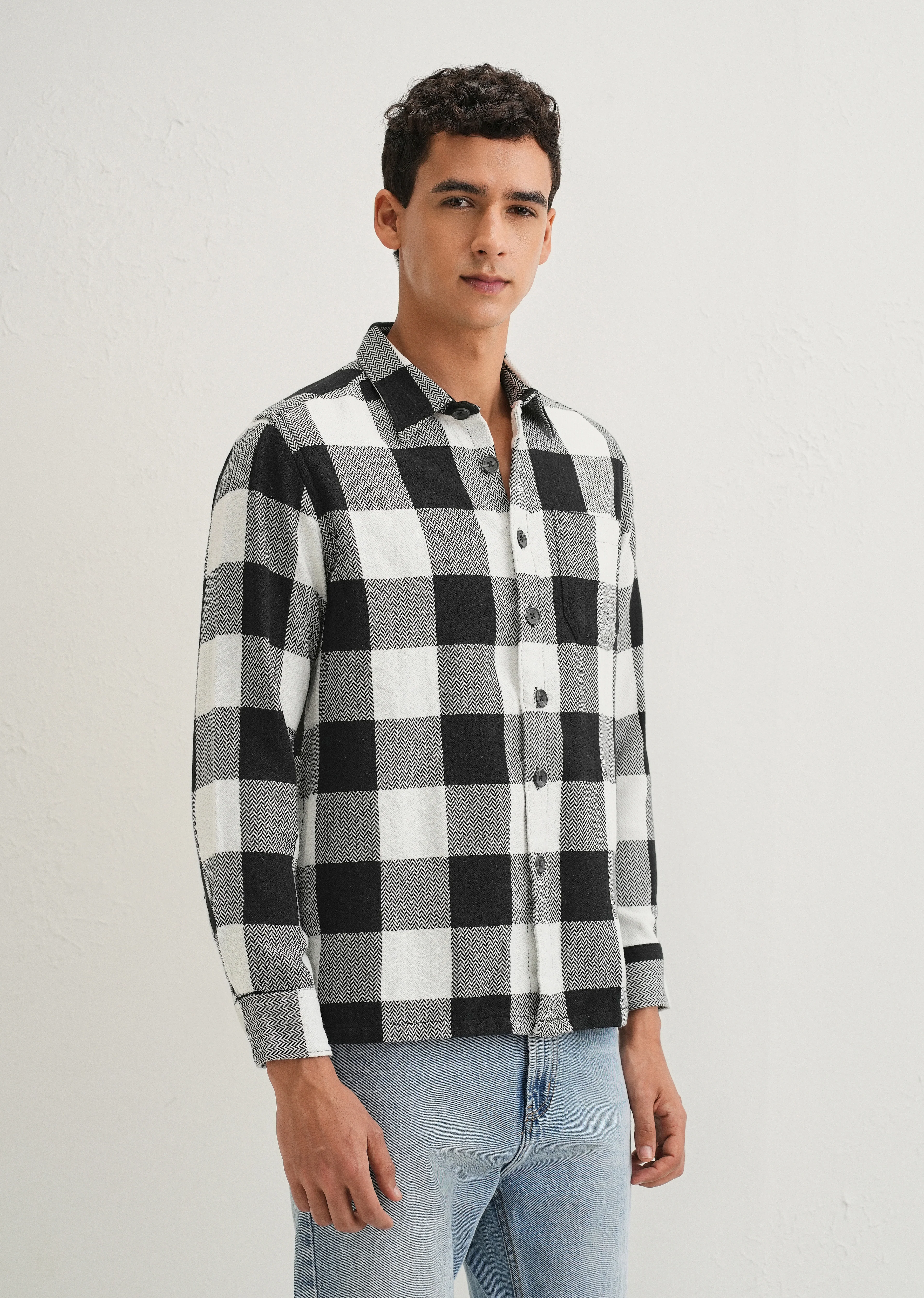 Black Checked Overshirt - Image 4