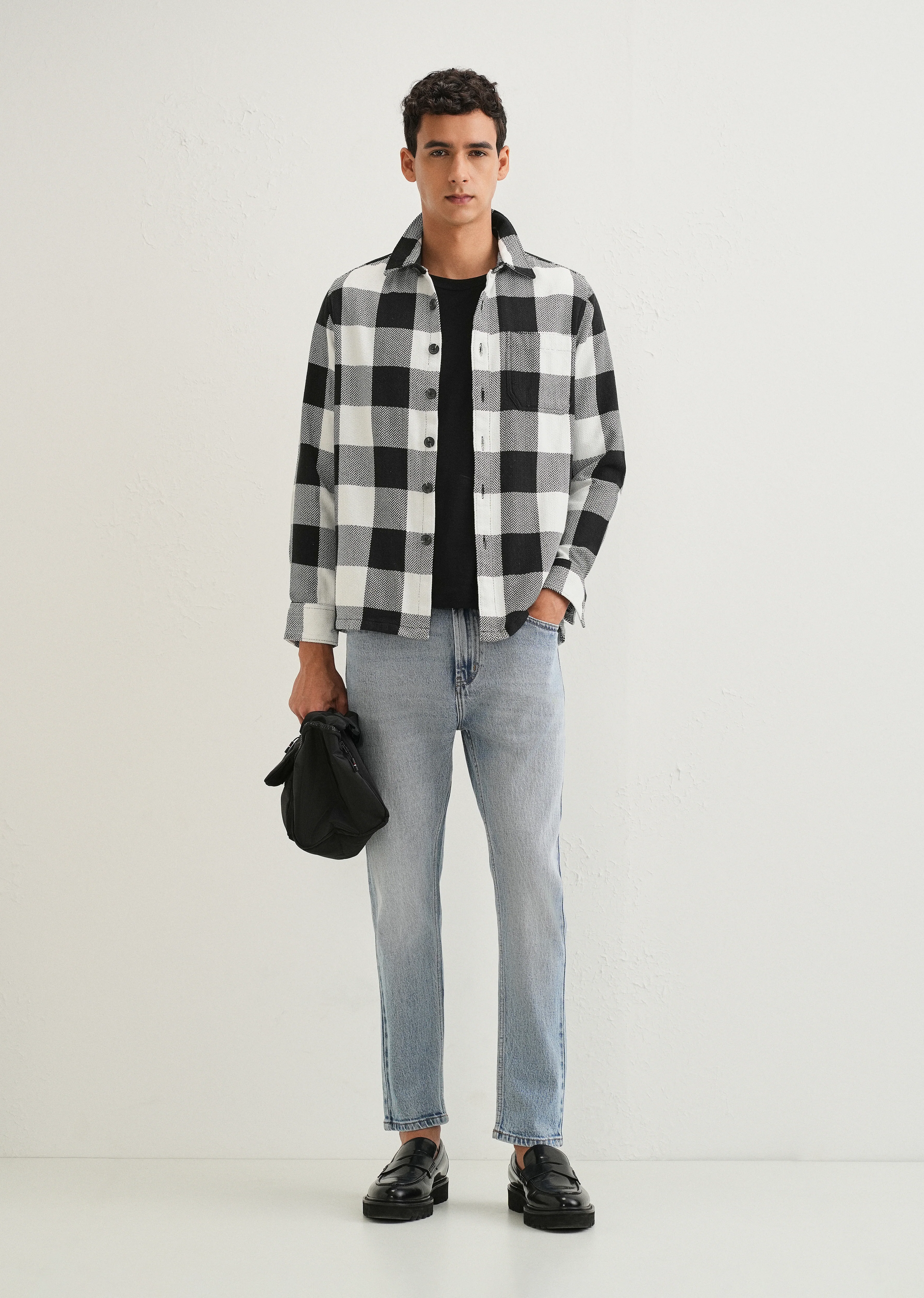 Black Checked Overshirt - Image 7