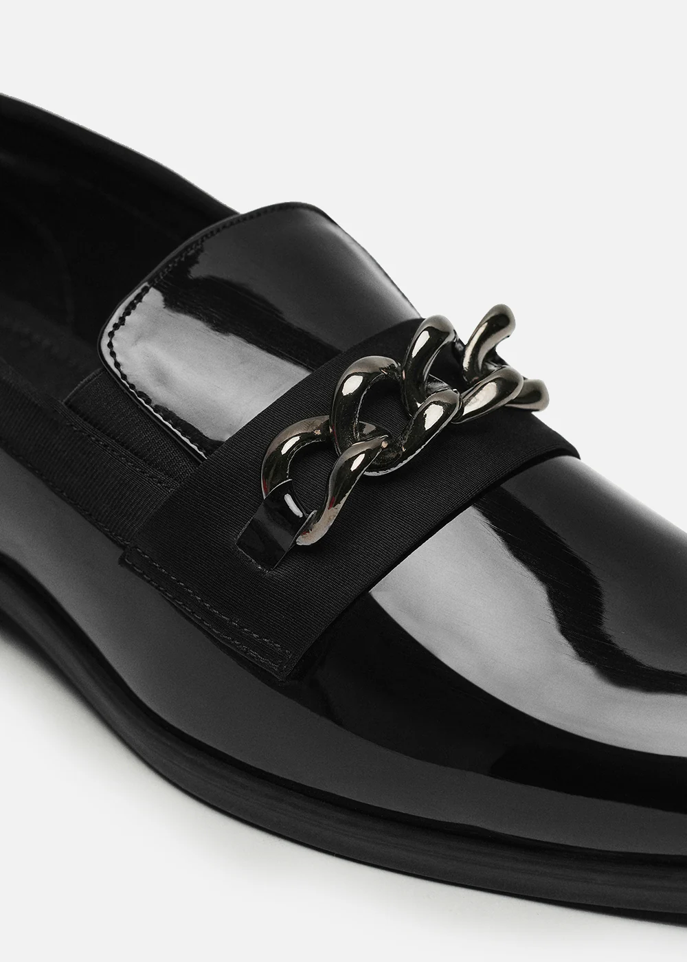 Black Classic Shine Metal-Detail Loafers - Image 2