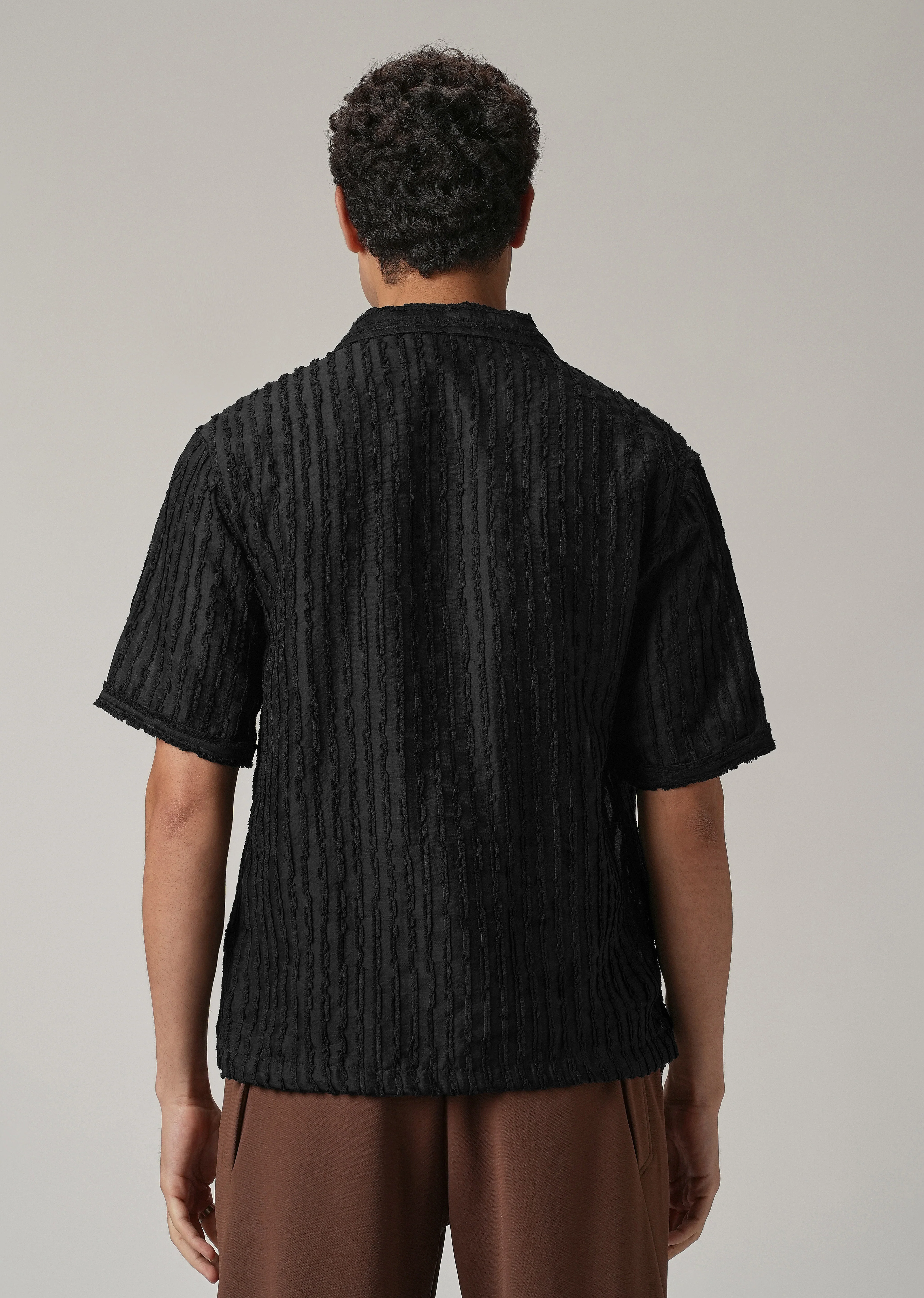 Black Clip Jacquard Stripe Shirt - Image 2