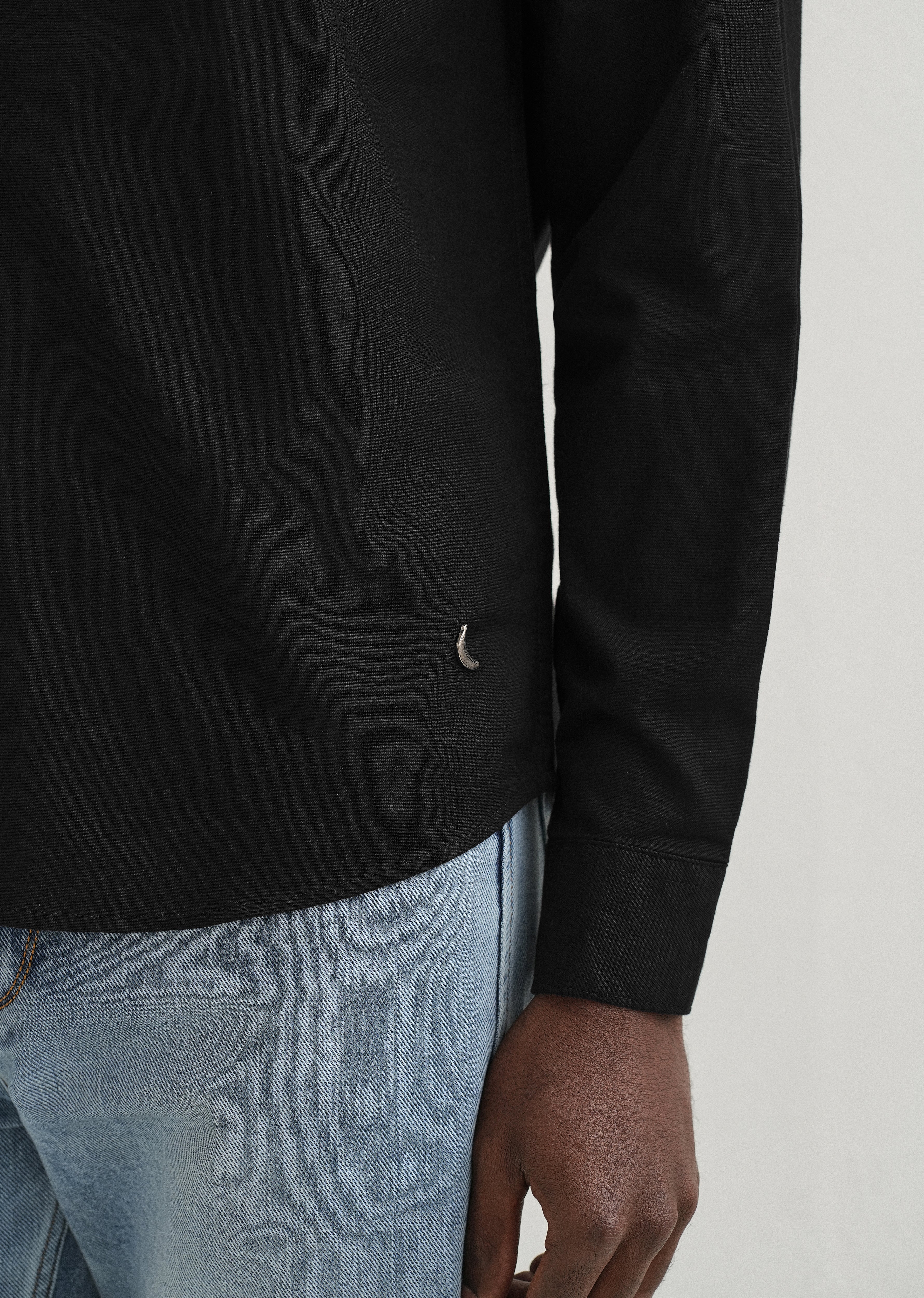 Black Contrast Placket Shirt - Image 3