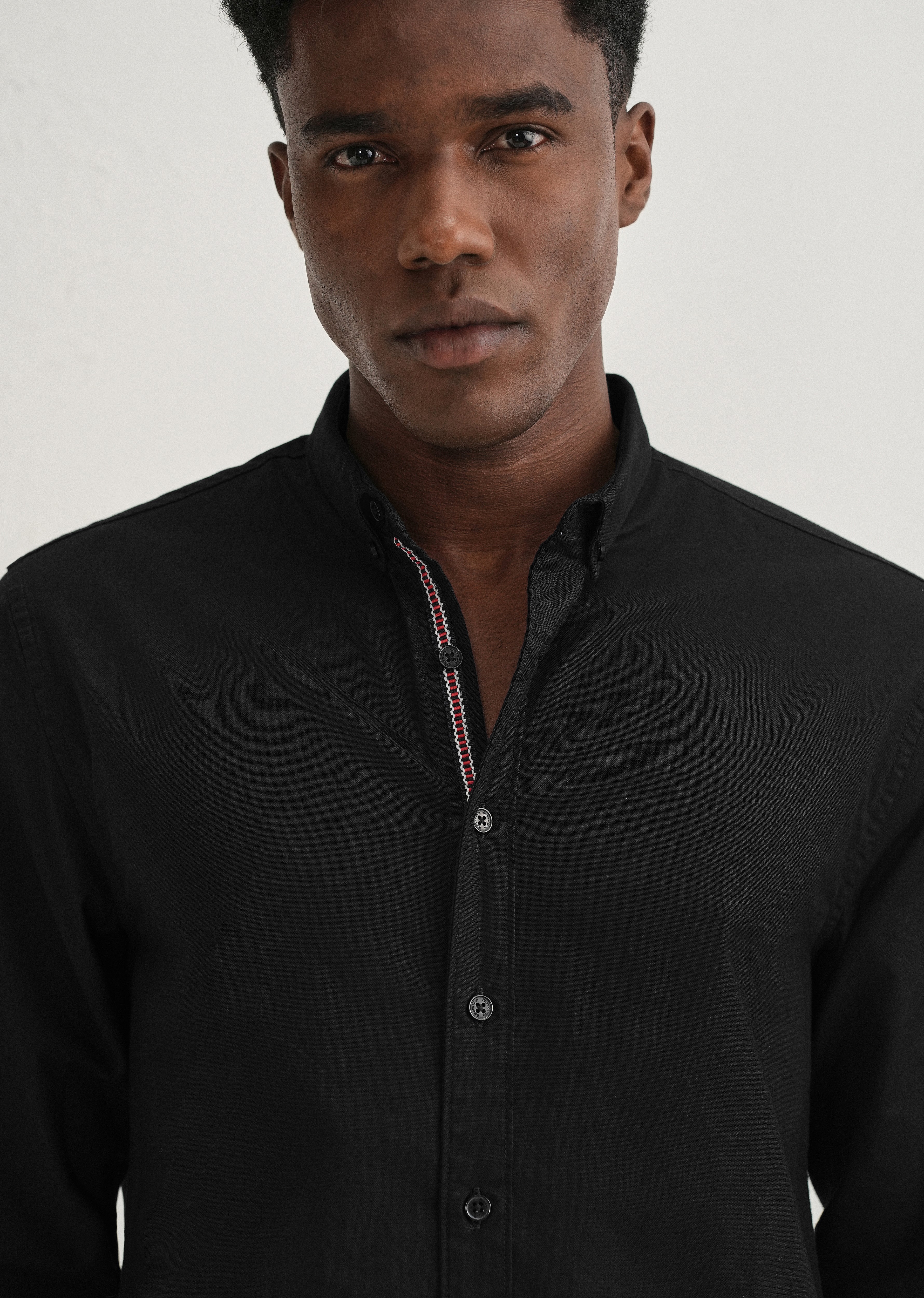 Black Contrast Placket Shirt - Image 7