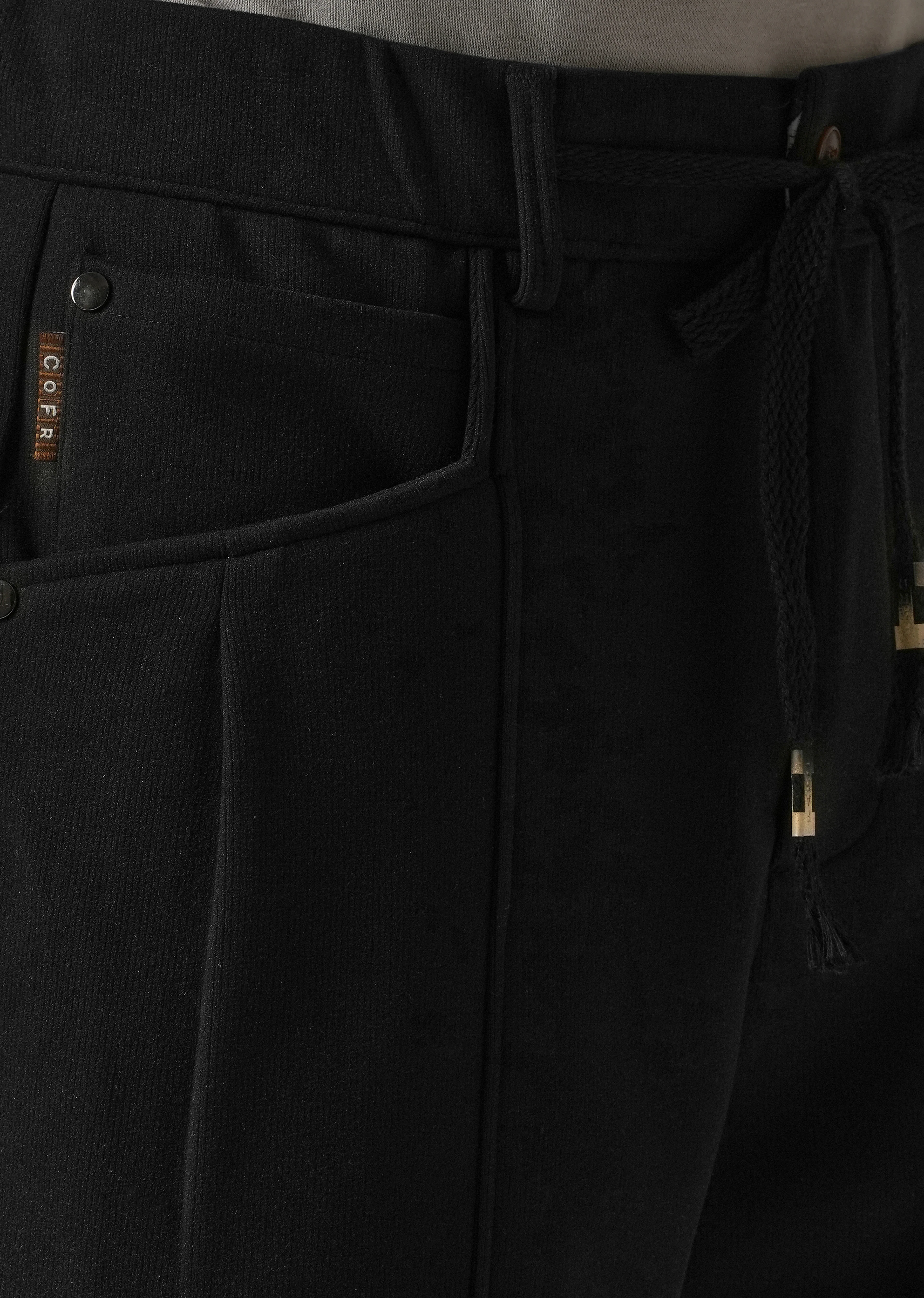 Black Corduroy Relaxed Fit Drawstring Pant - Image 5