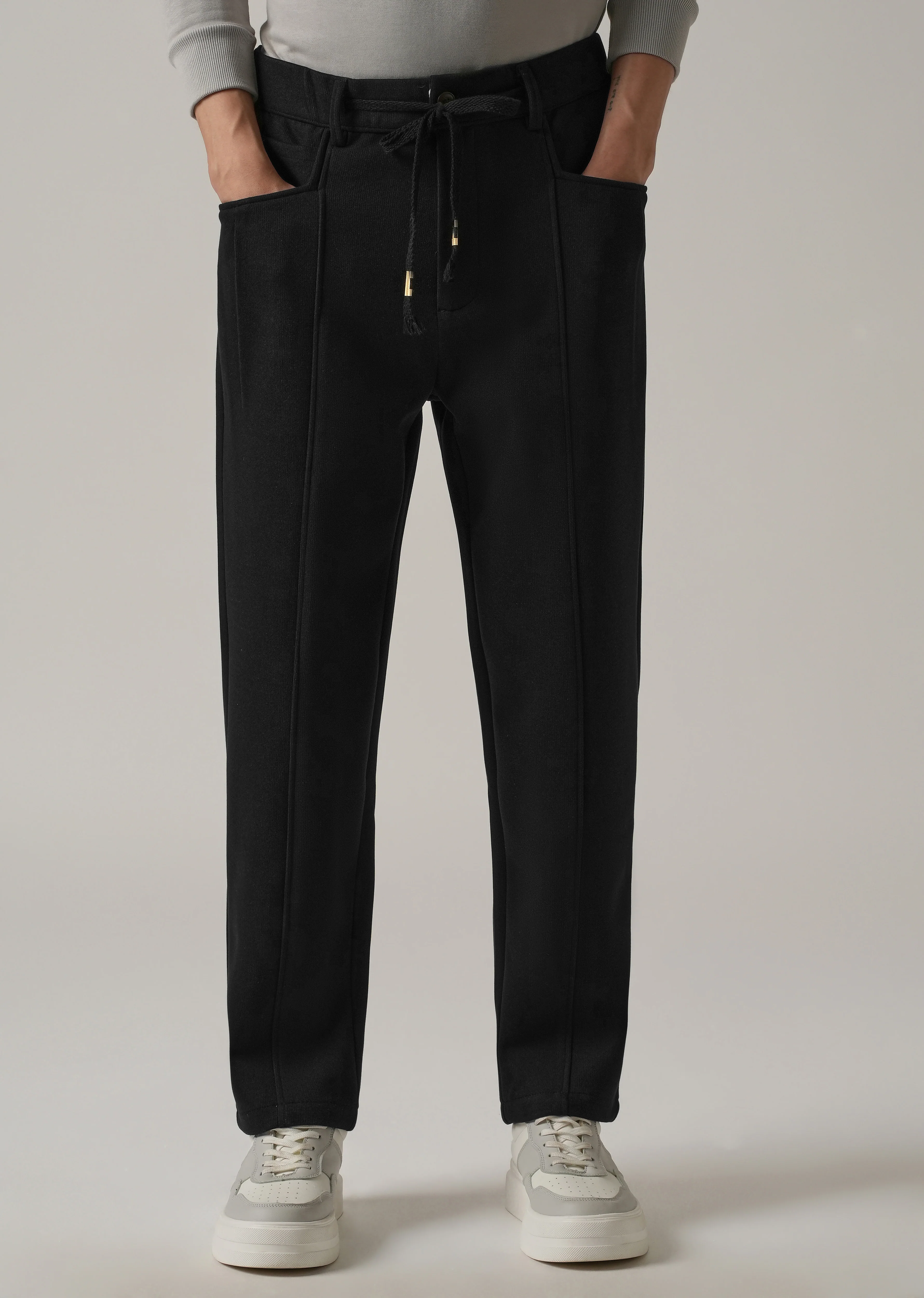 Black Corduroy Relaxed Fit Drawstring Pant - Image 7