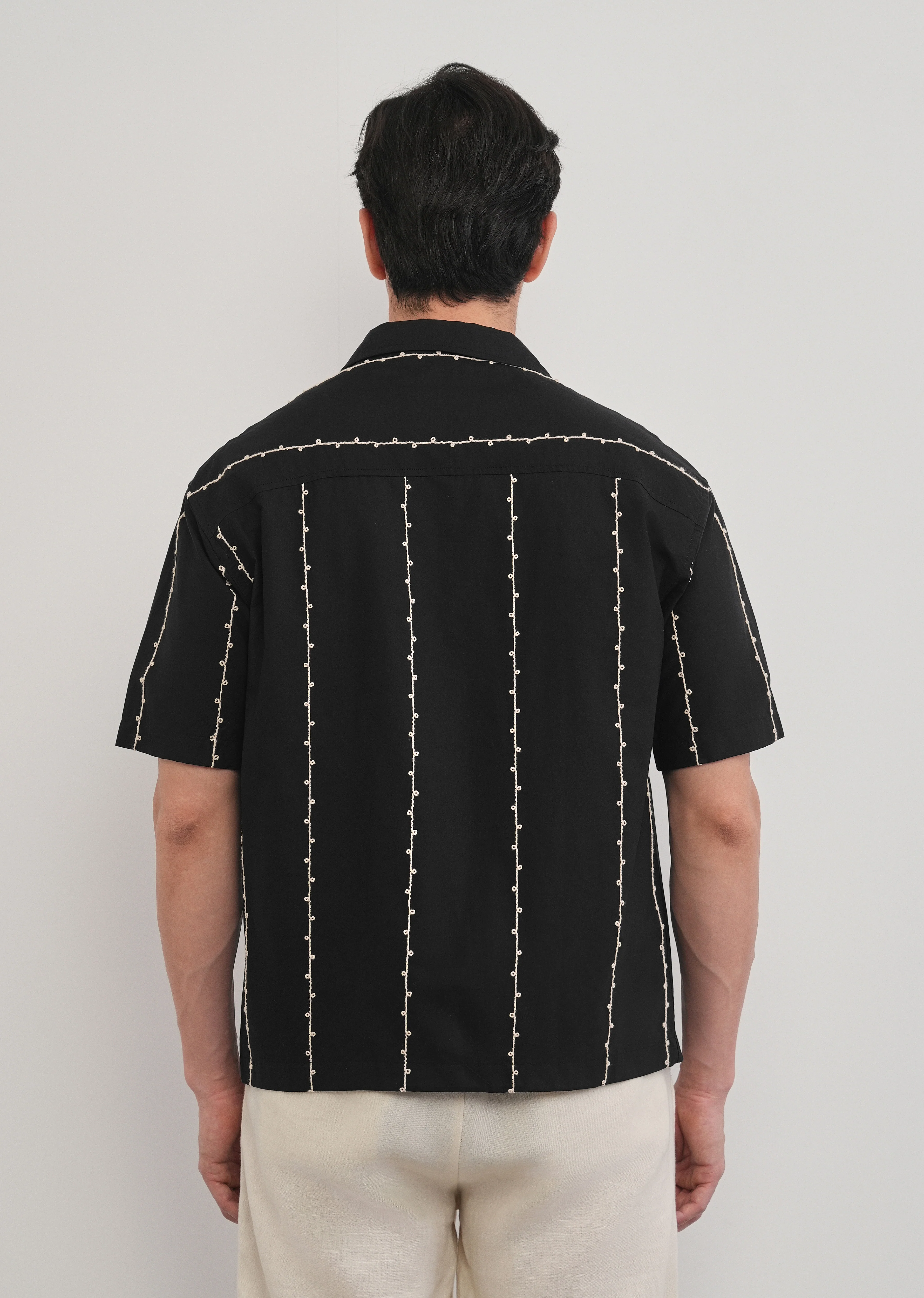 Black Cotton Embroidery Shirt - Image 2