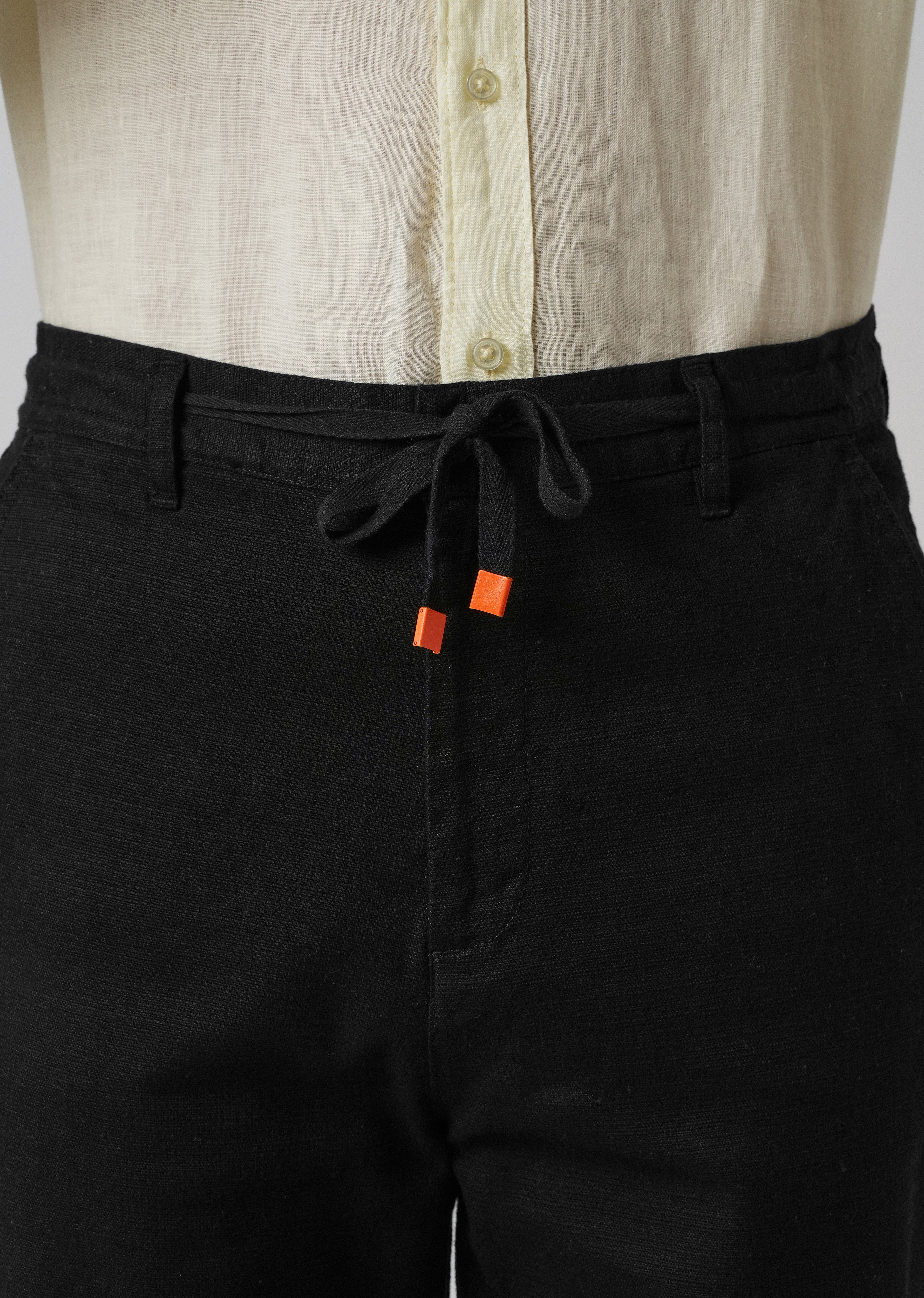 Black Linen-Look Cotton Trousers - Image 5