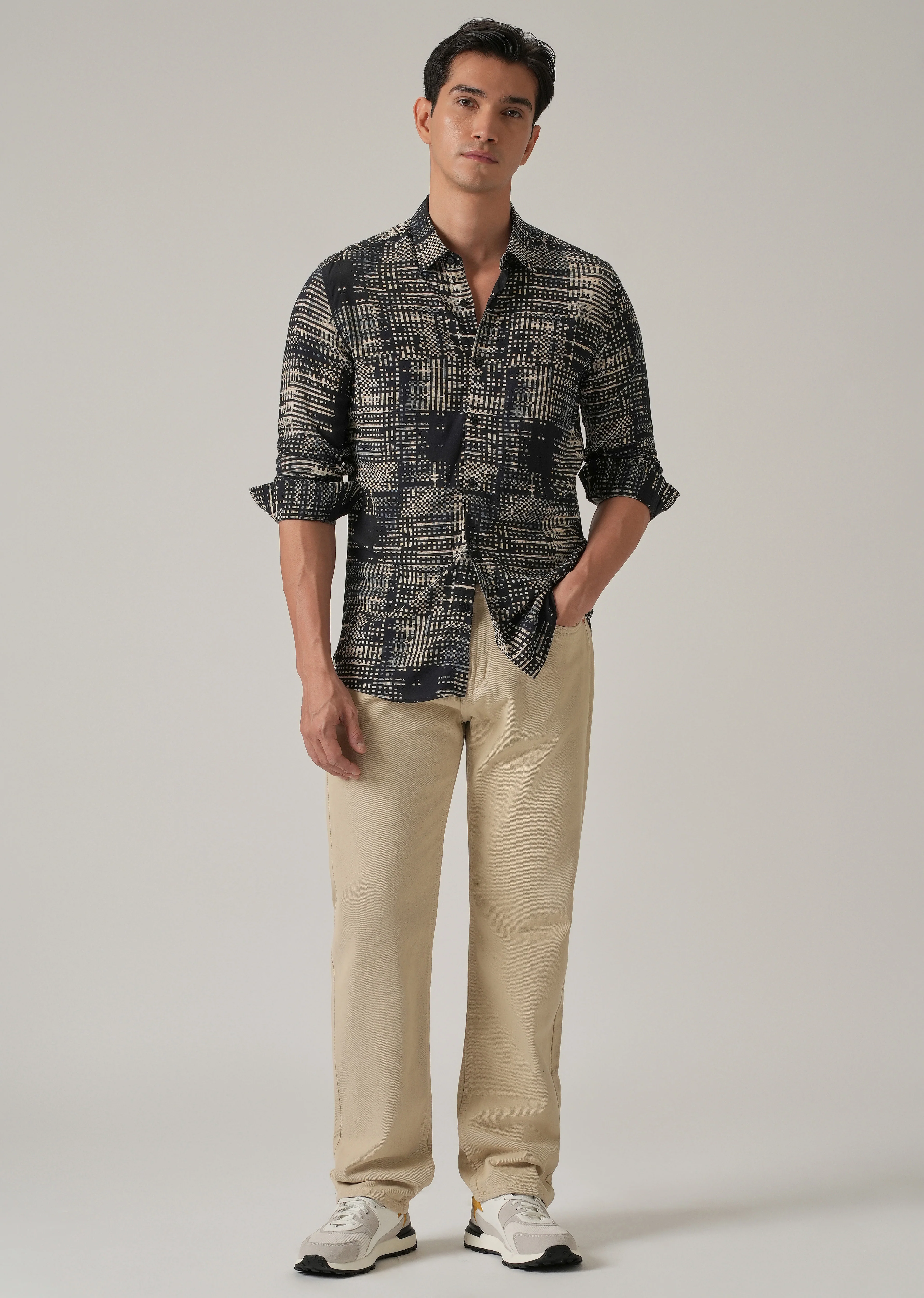 Black Crosshatch Print Shirt - Image 6
