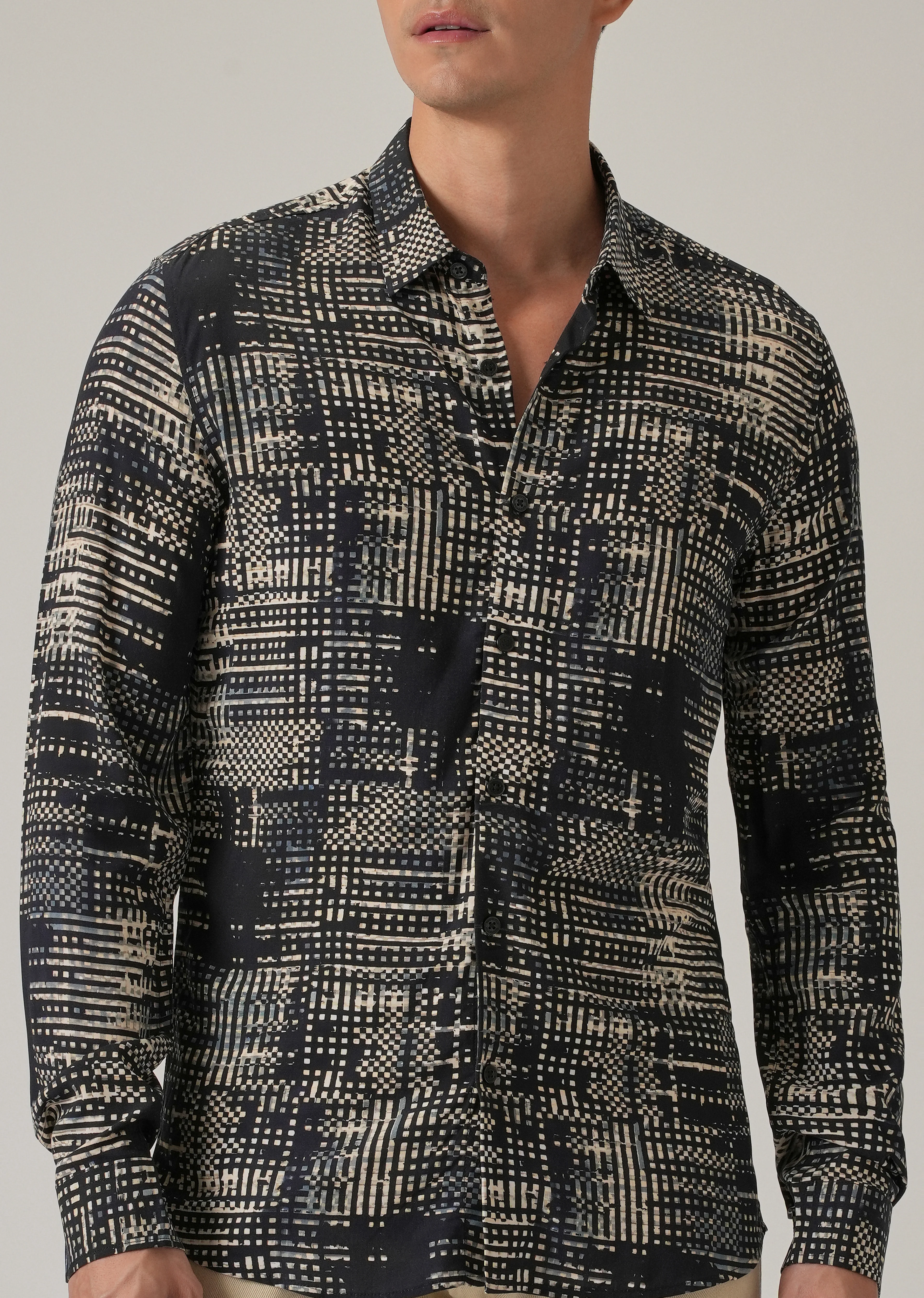 Black Crosshatch Print Shirt - Image 7