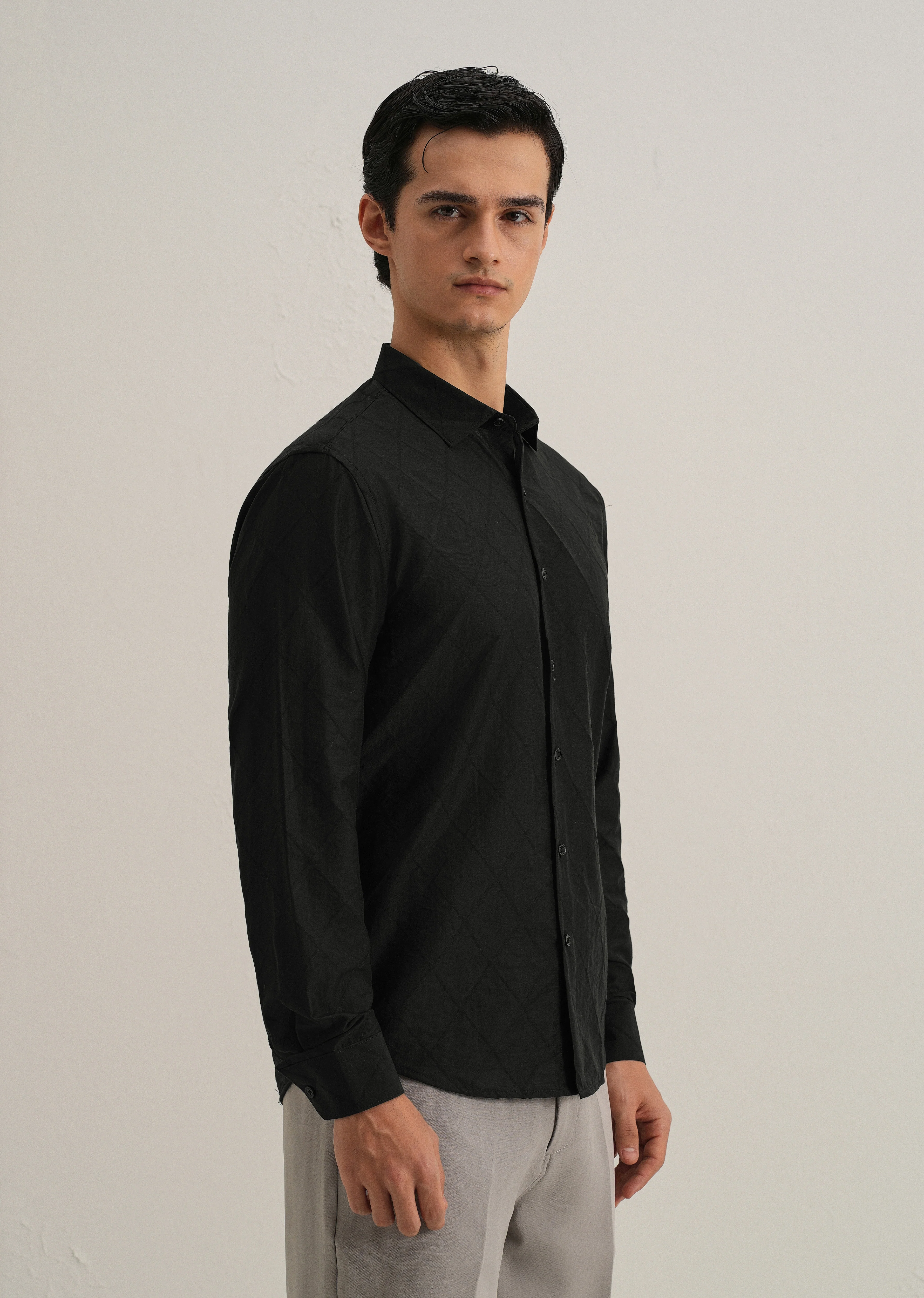 Black Diamond Self Pattern Shirt - Image 4
