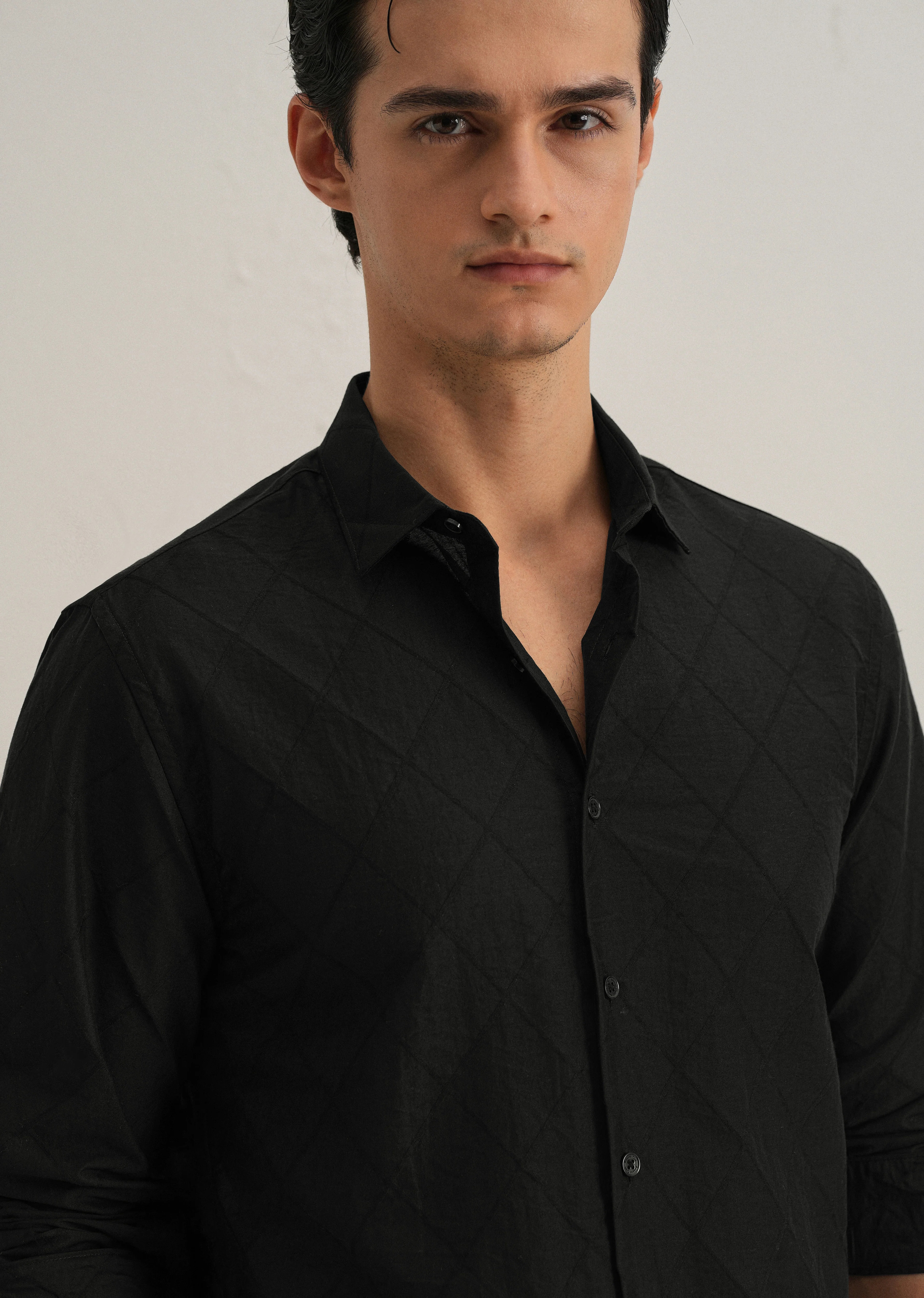 Black Diamond Self Pattern Shirt - Image 5