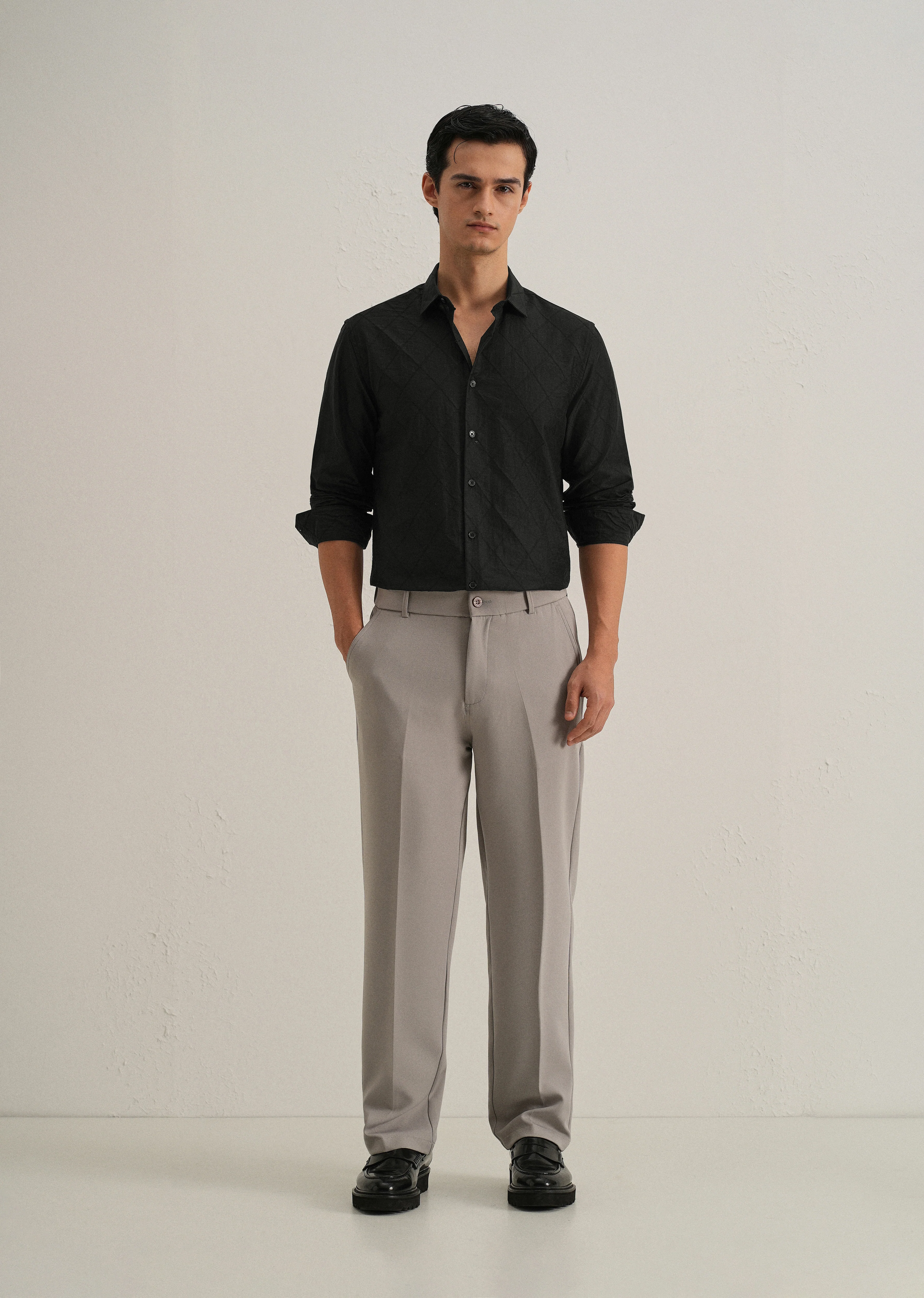 Black Diamond Self Pattern Shirt - Image 6