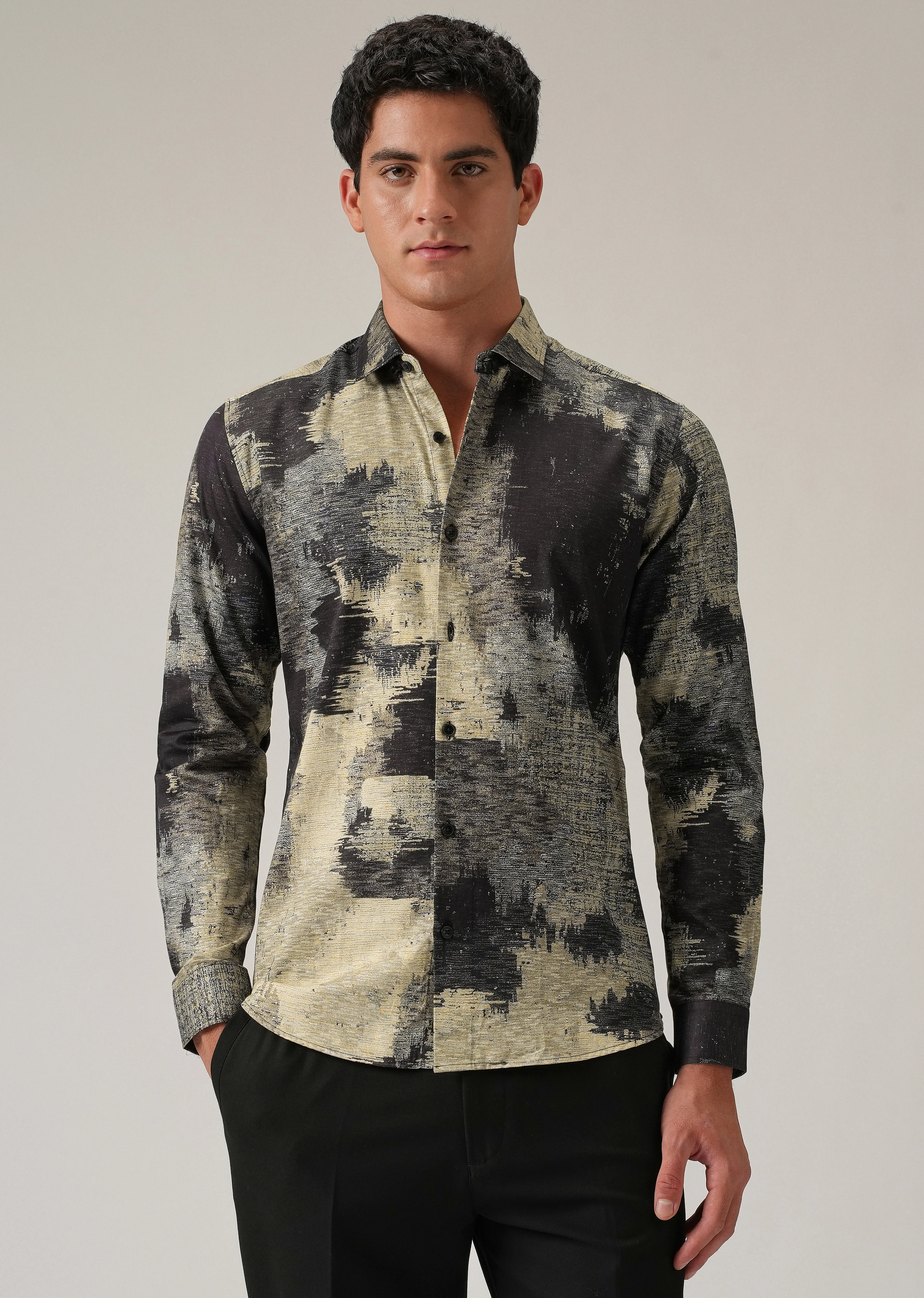 Black Distorted Print Shirt - Image 3