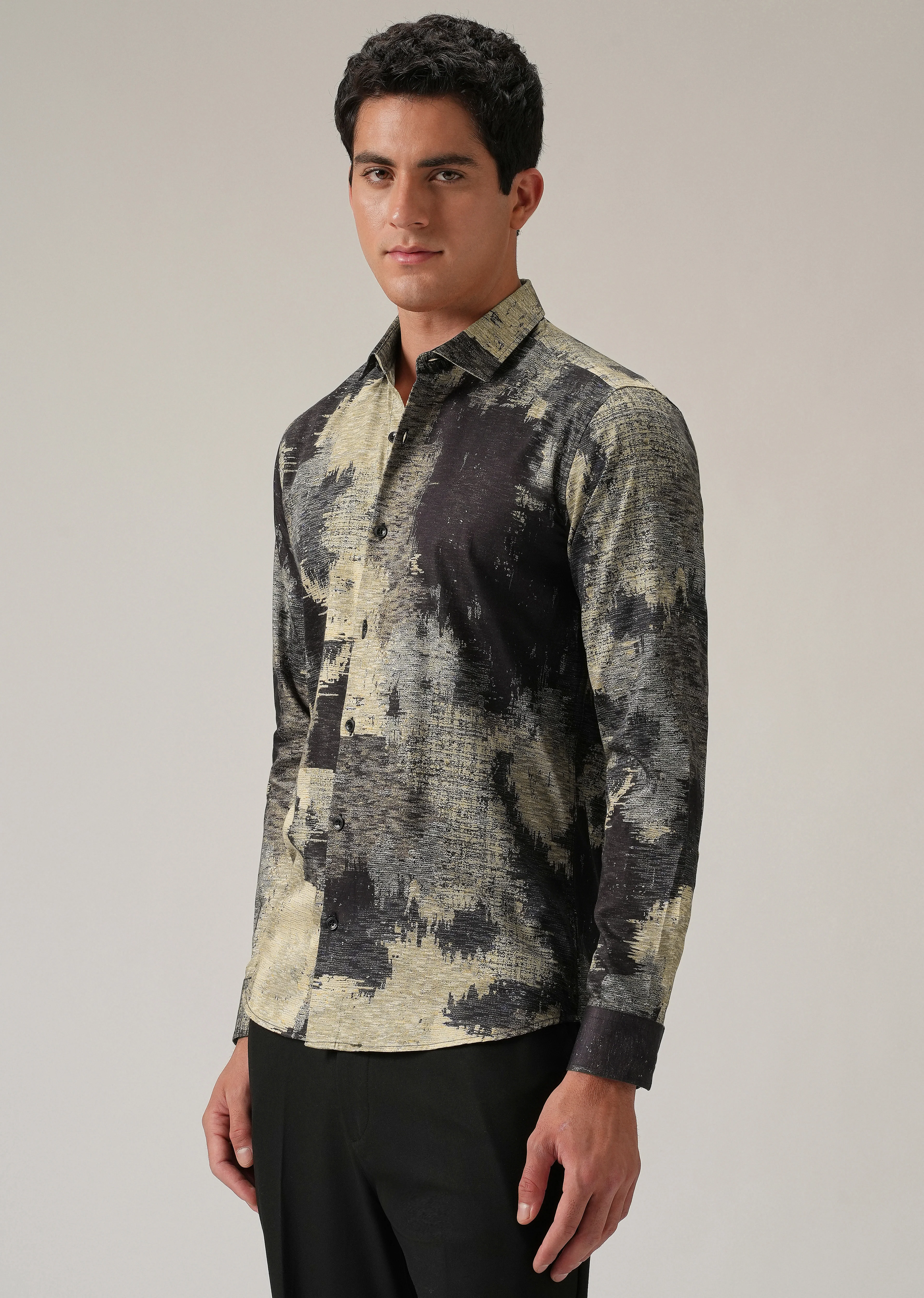 Black Distorted Print Shirt - Image 4