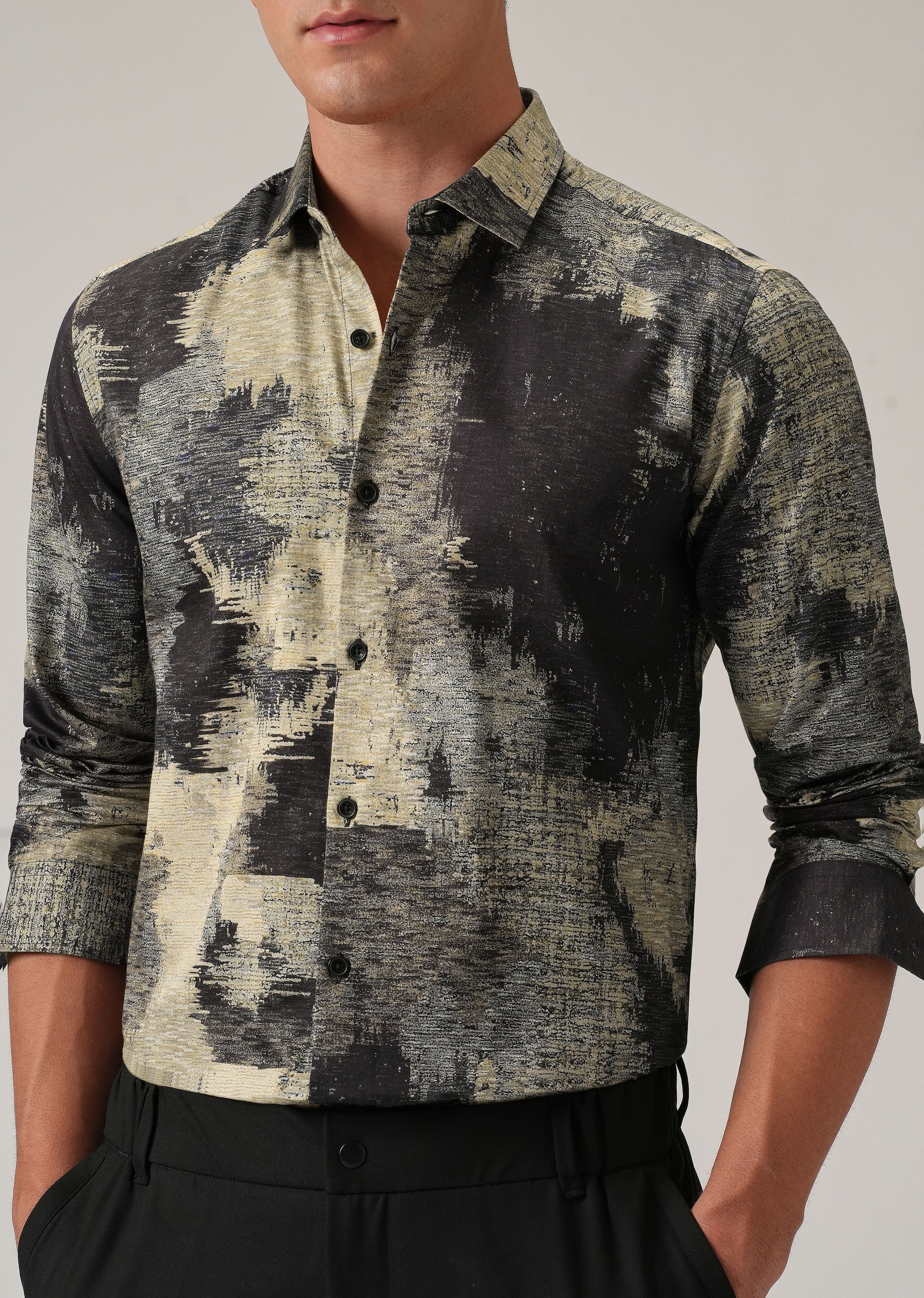 Black Distorted Print Shirt - Image 7