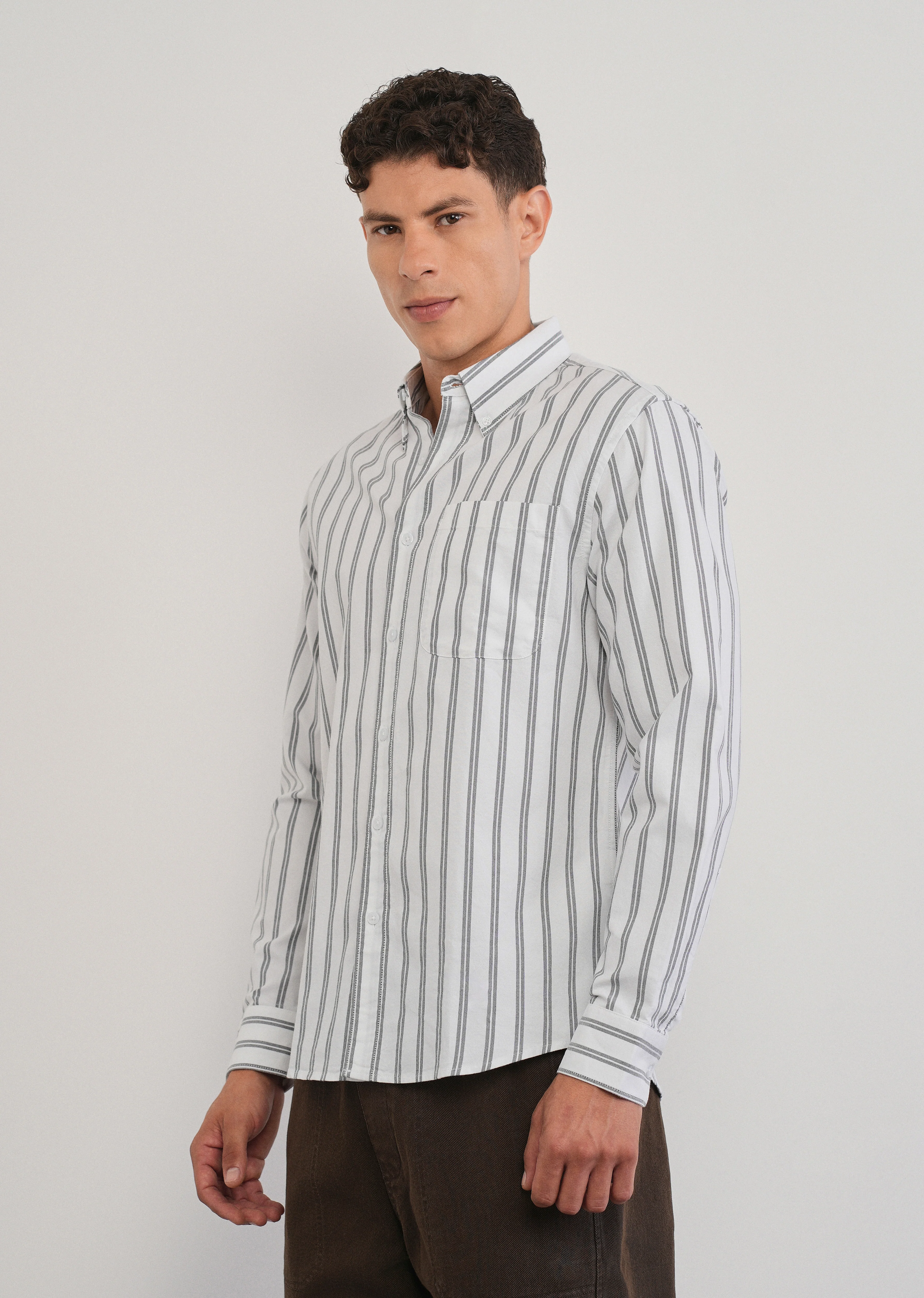 Black Double Stripe Cotton Shirt - Image 4