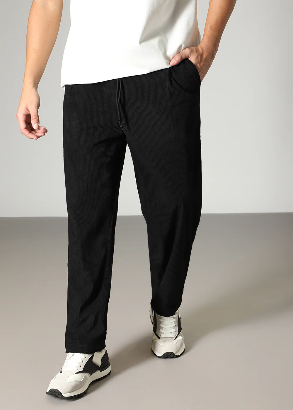 Black Drawstring Corduroy Pant - Image 3