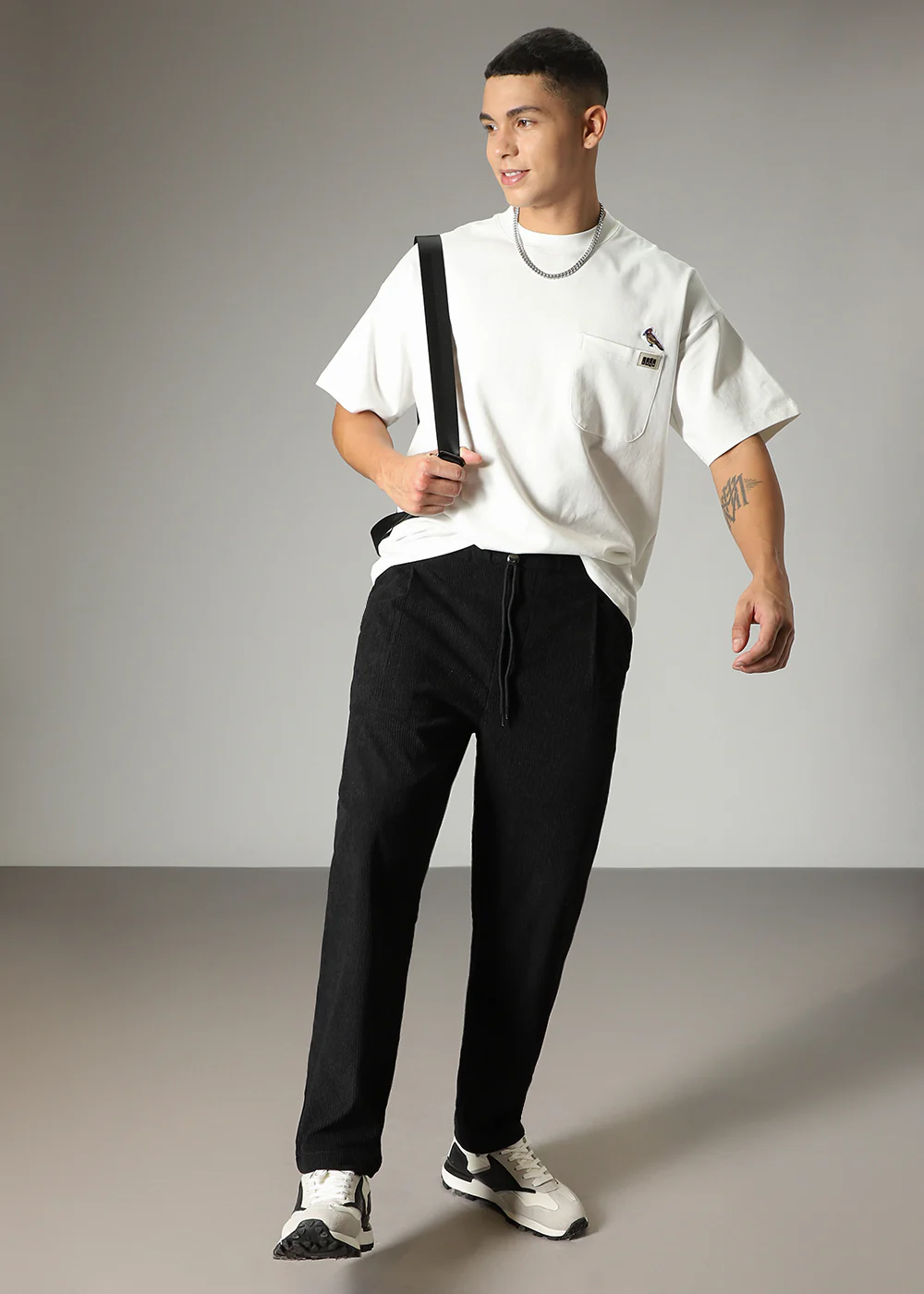 Black Drawstring Corduroy Pant - Image 5