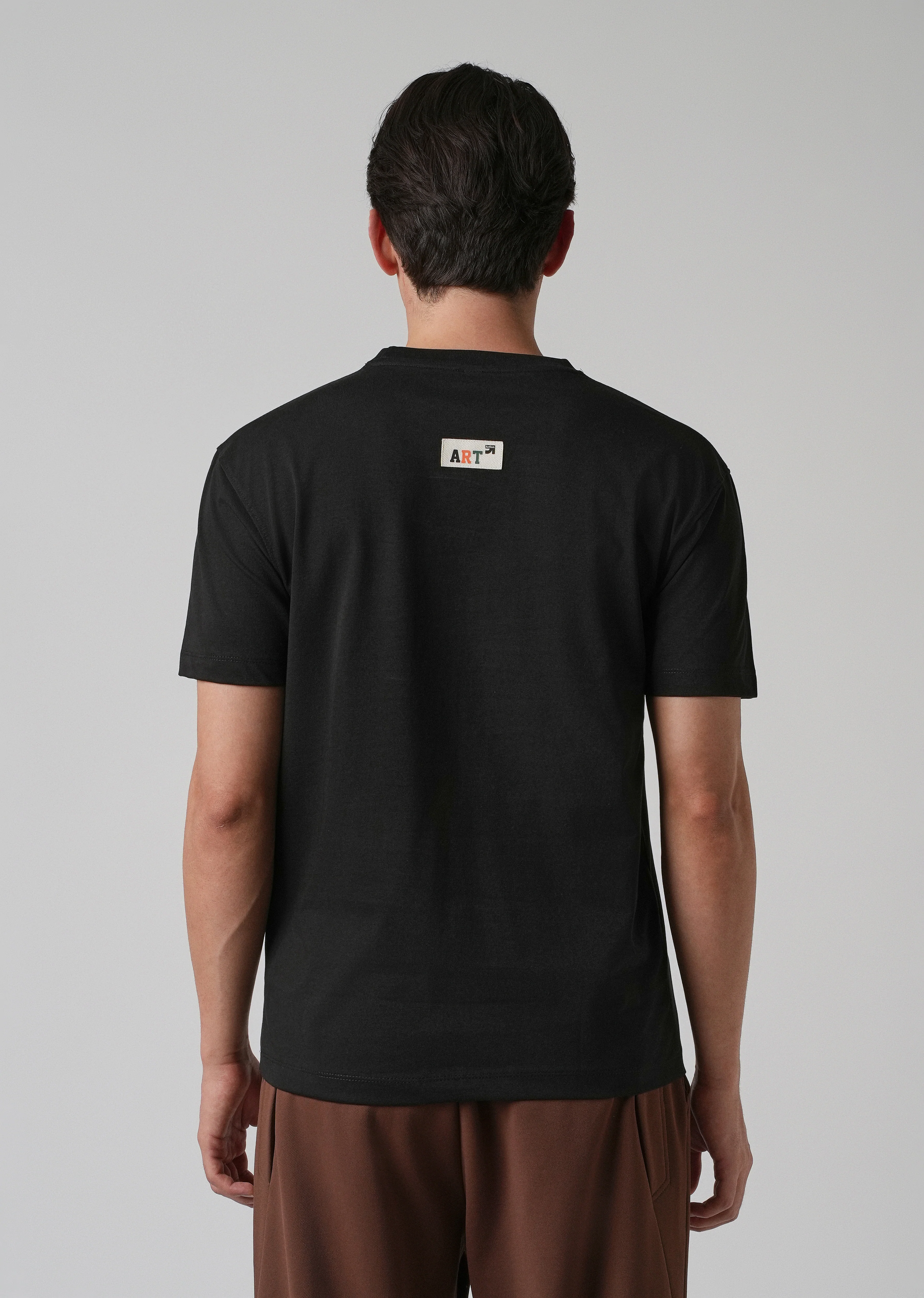 Black Embossed Printed Slim Fit T-shirt - Image 2
