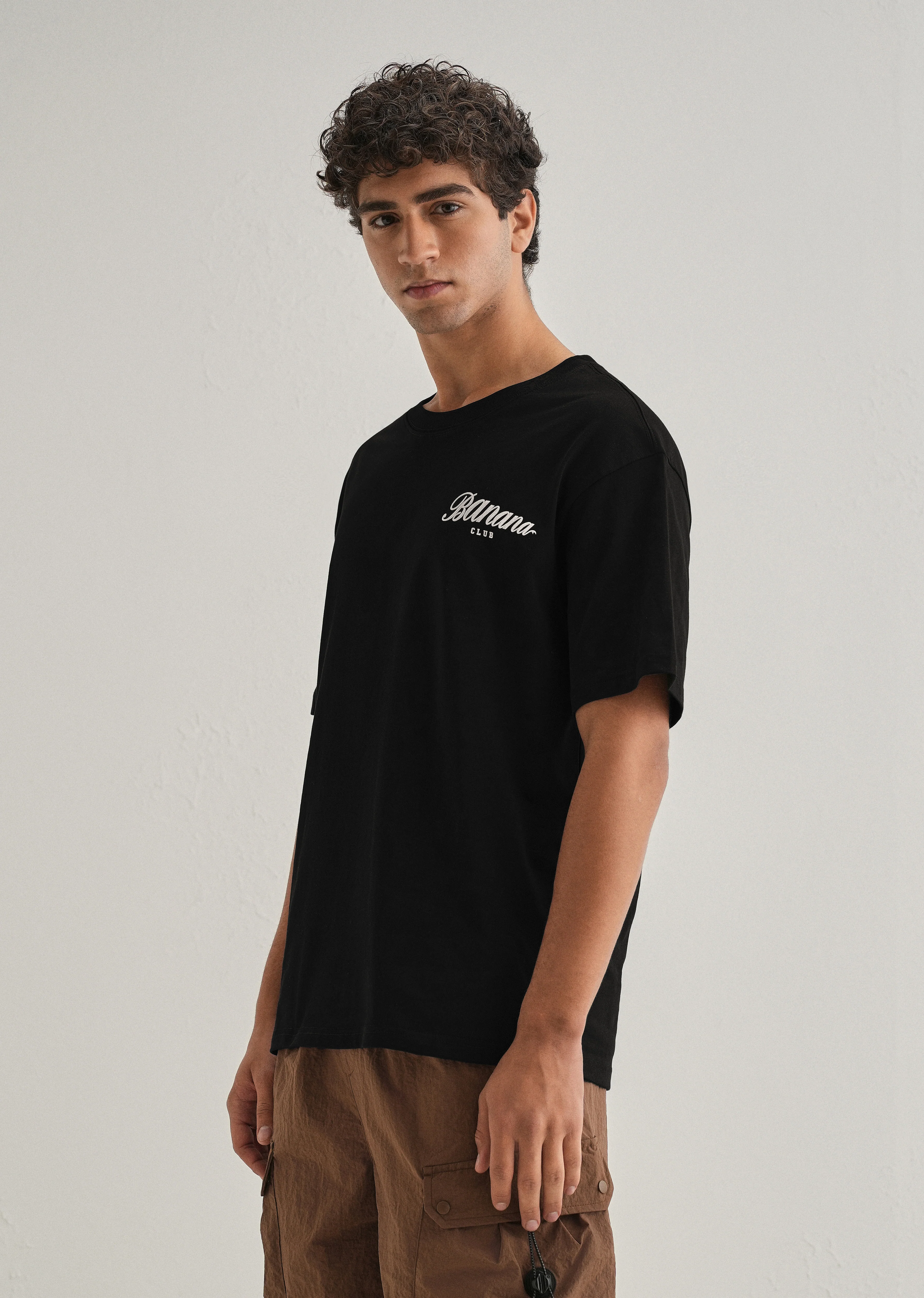 Black Embossed Printed Oversized T-shirt - Image 3