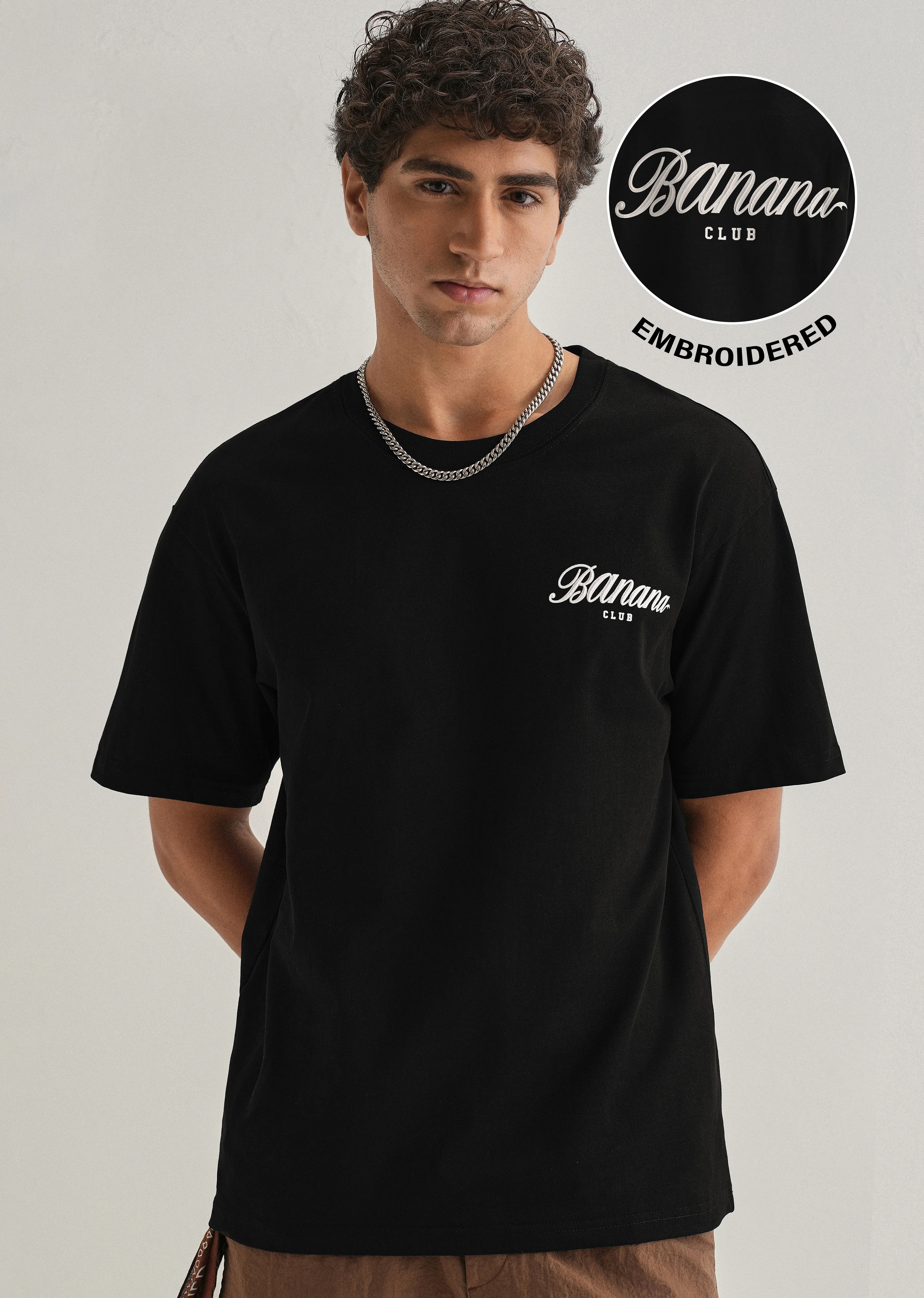 Black Embossed Printed Oversized T-shirt - Image 7