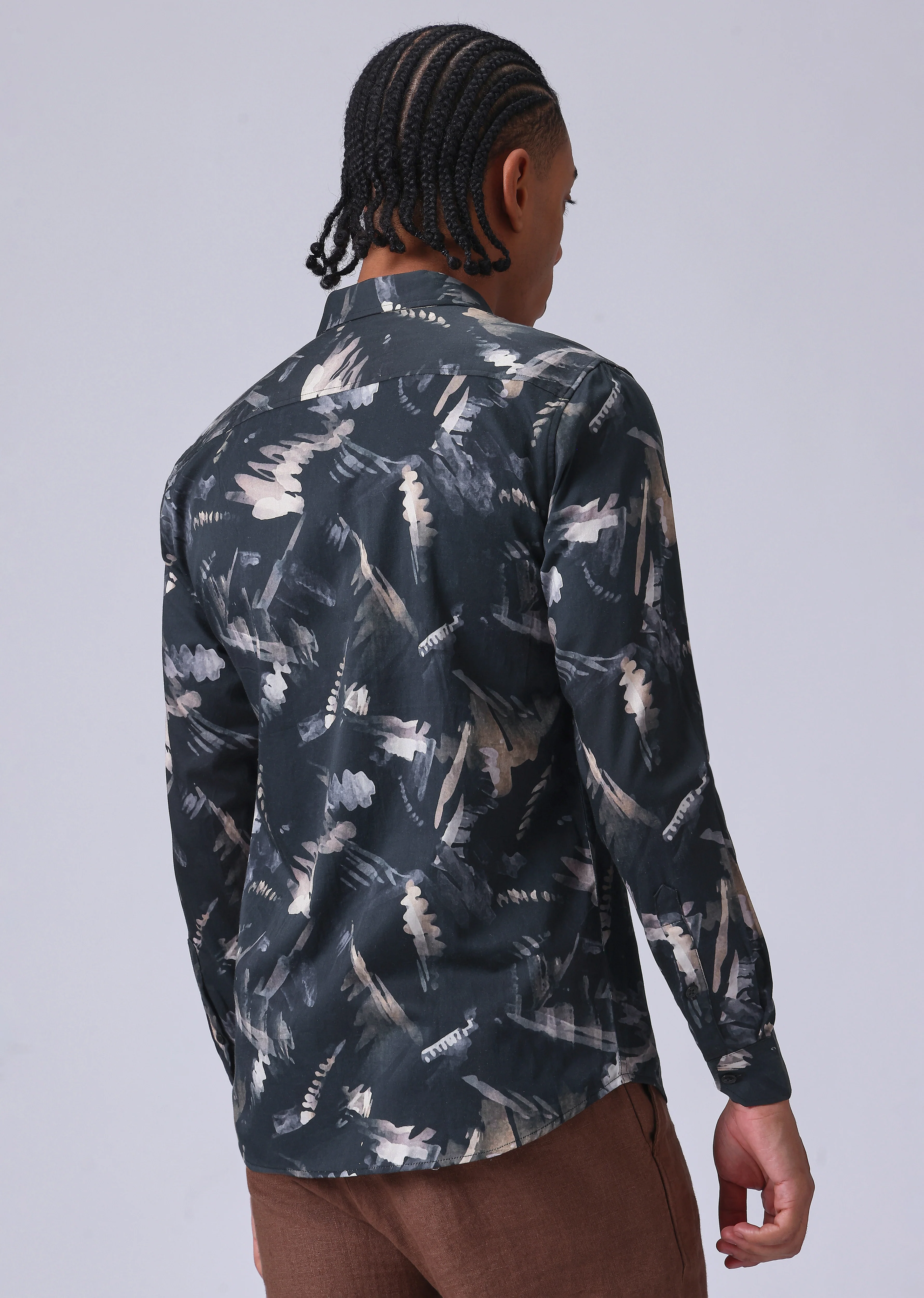 Black Flora Print Shirt - Image 2