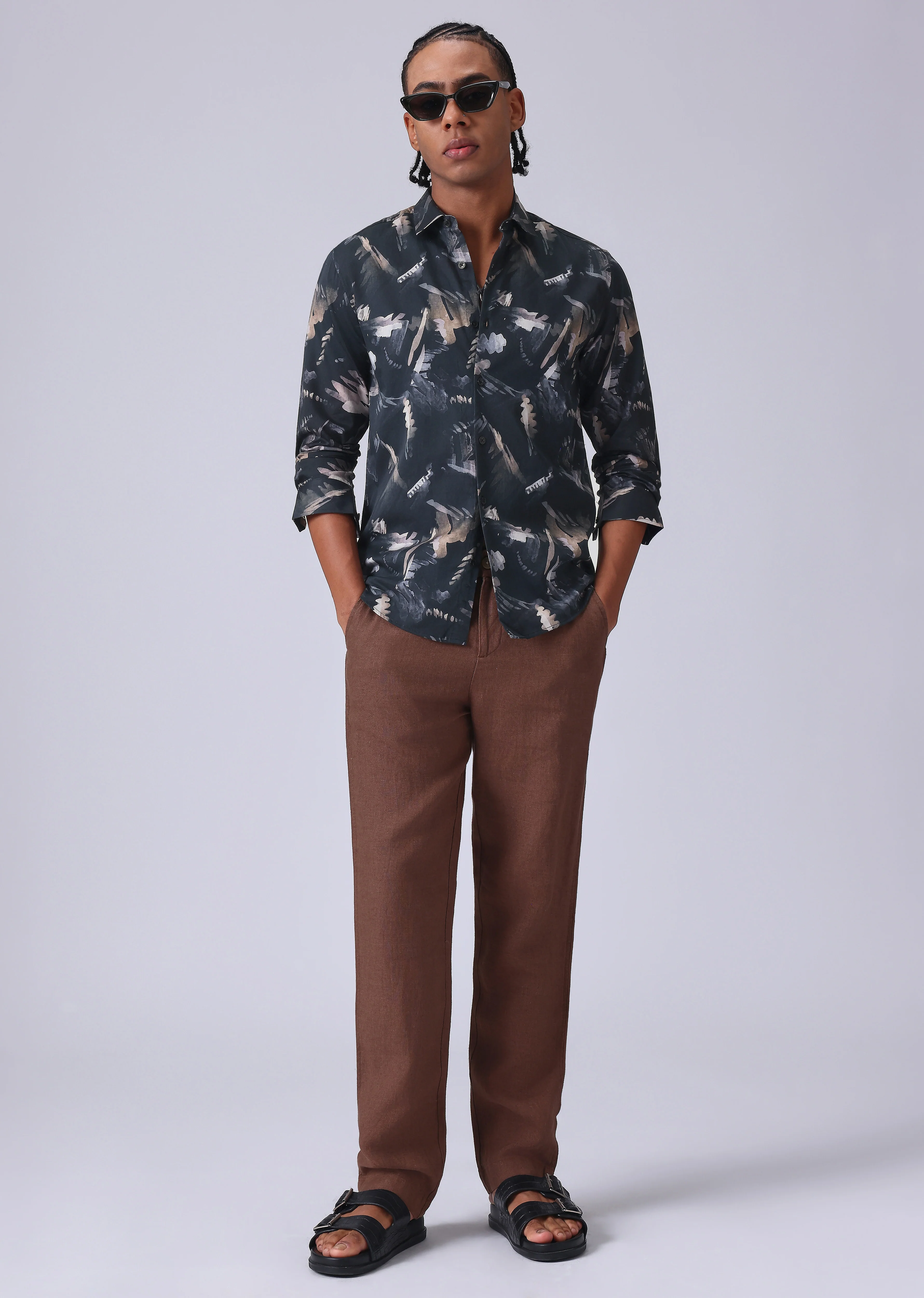 Black Flora Print Shirt - Image 6