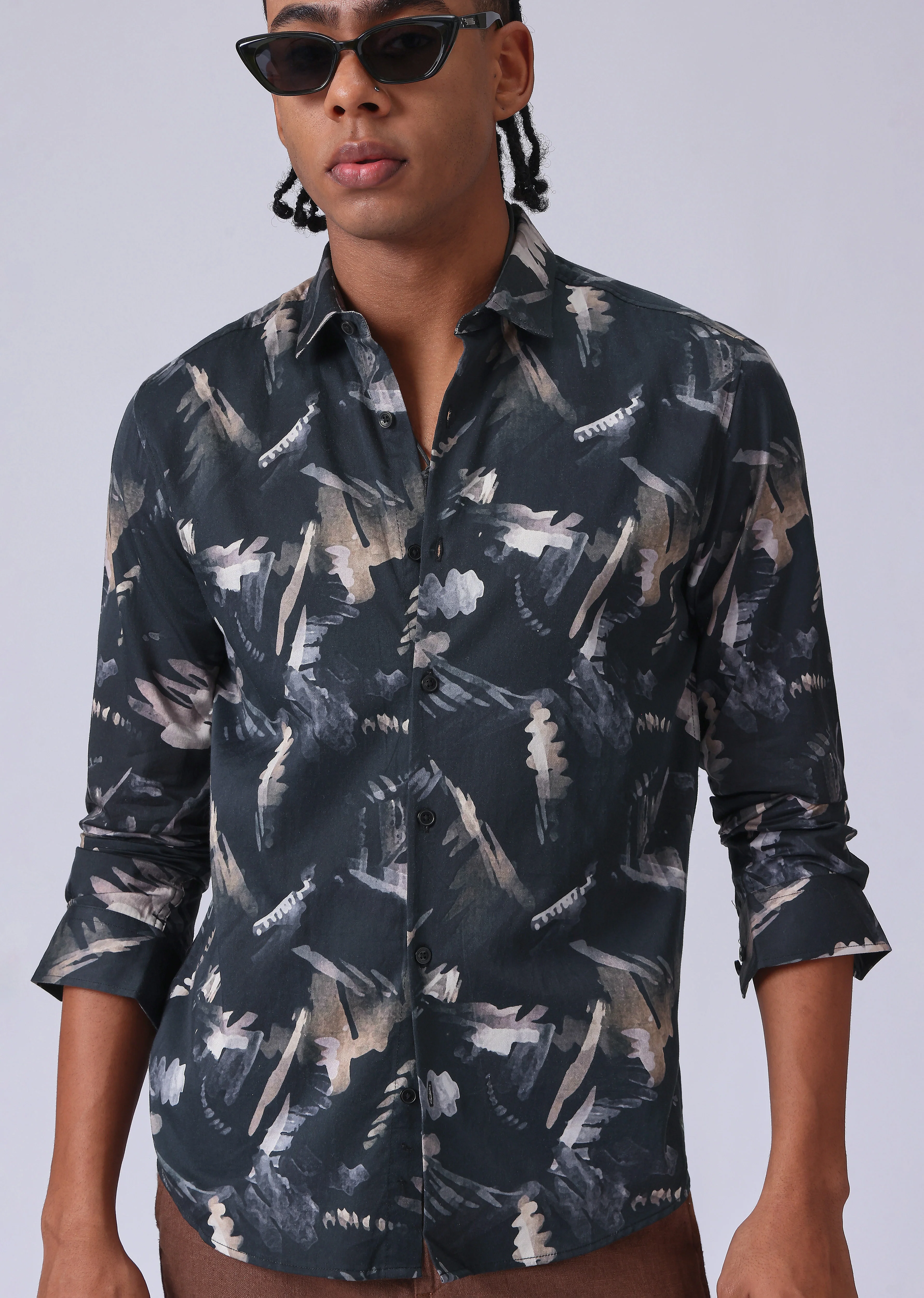 Black Flora Print Shirt - Image 7