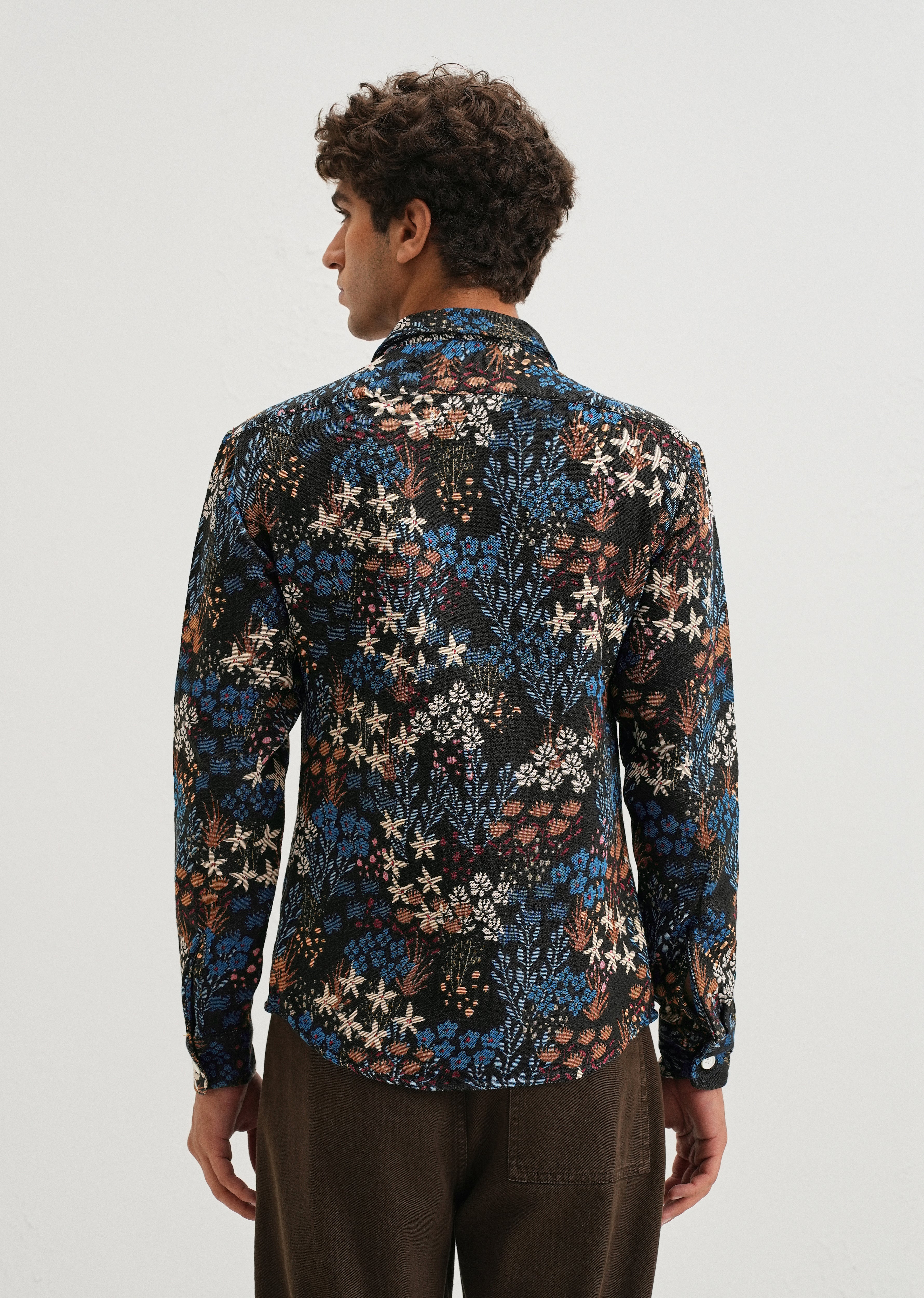 Black Floral Jacquard Shacket - Image 2