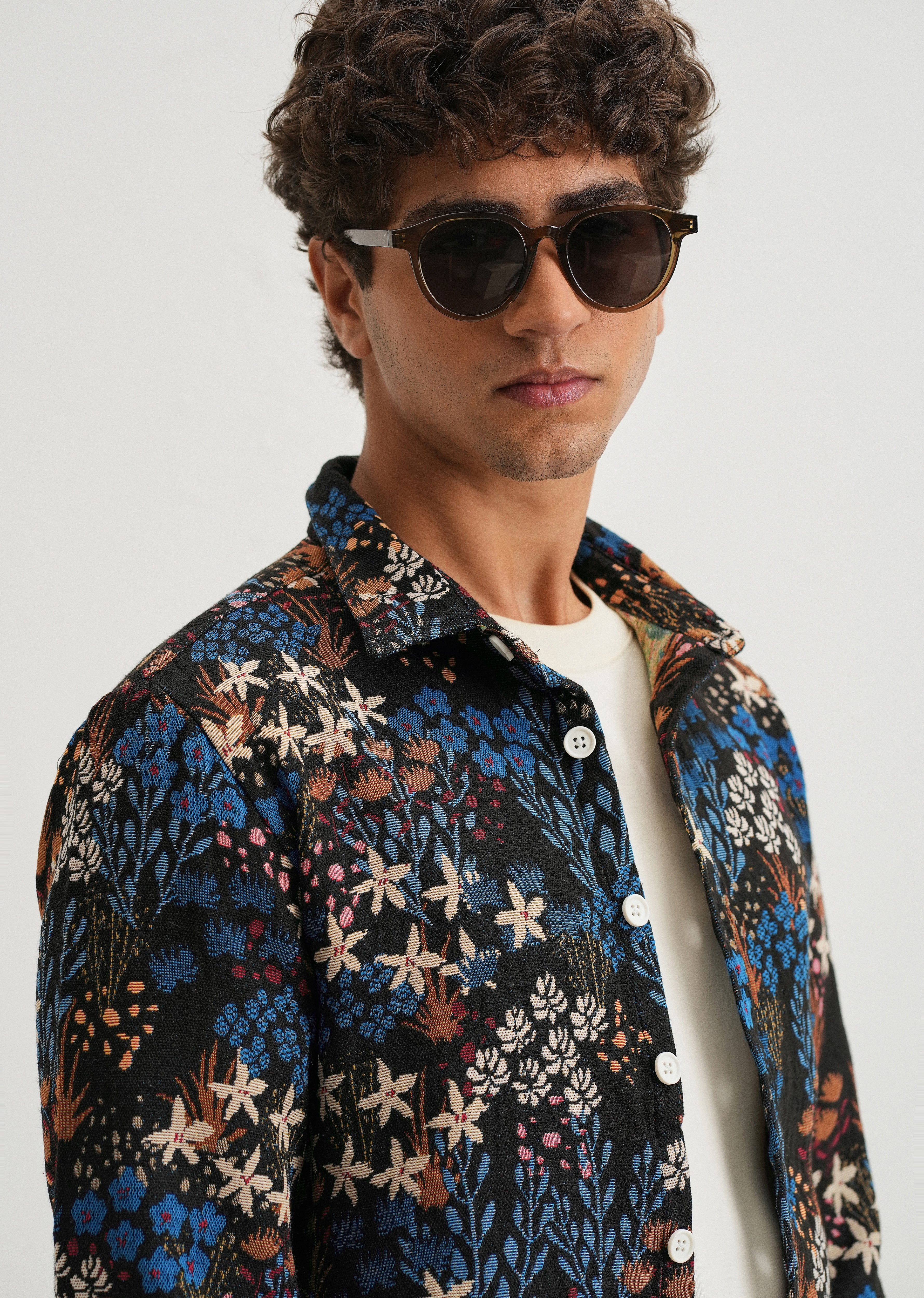 Black Floral Jacquard Shacket - Image 5