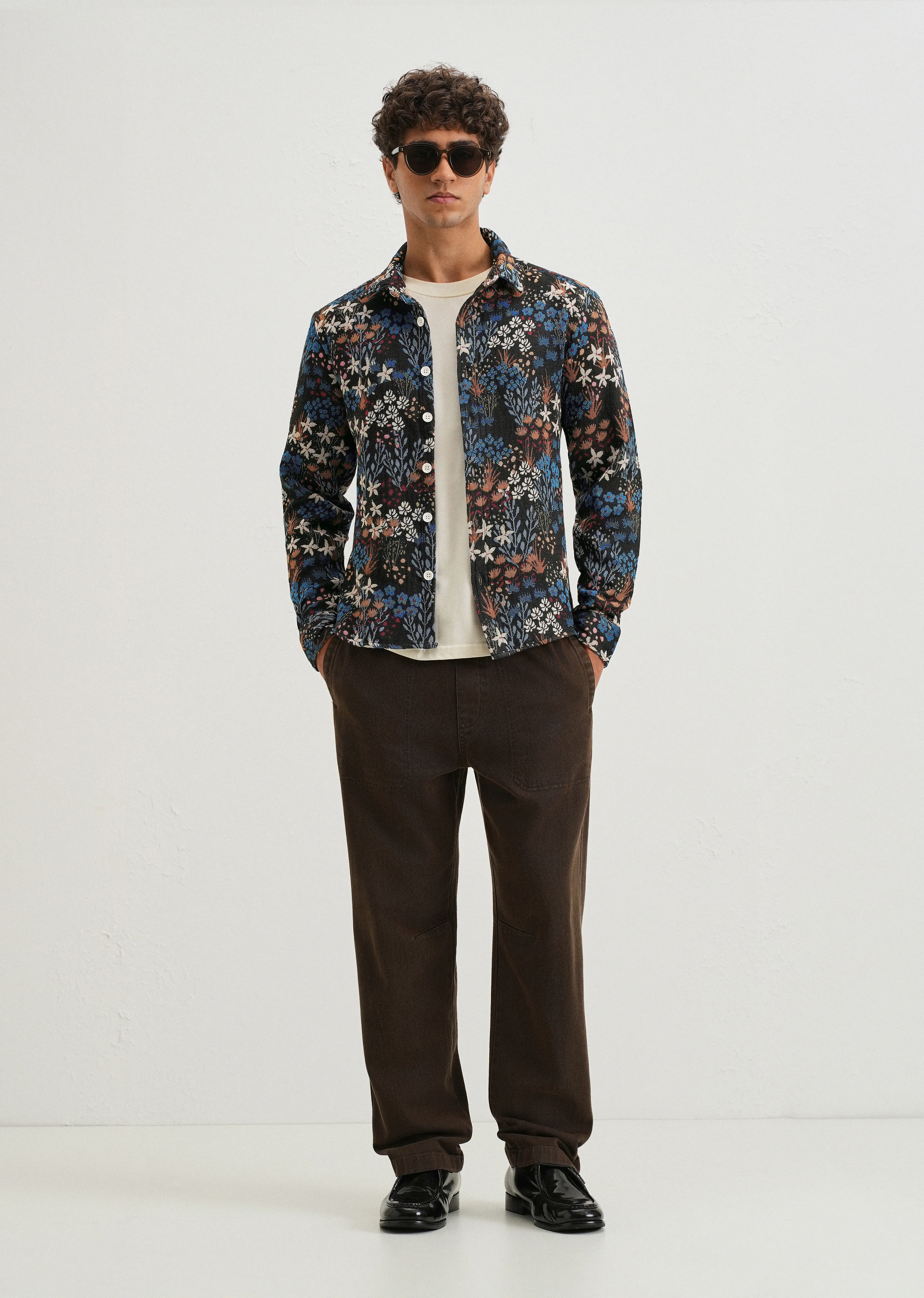 Black Floral Jacquard Shacket - Image 6