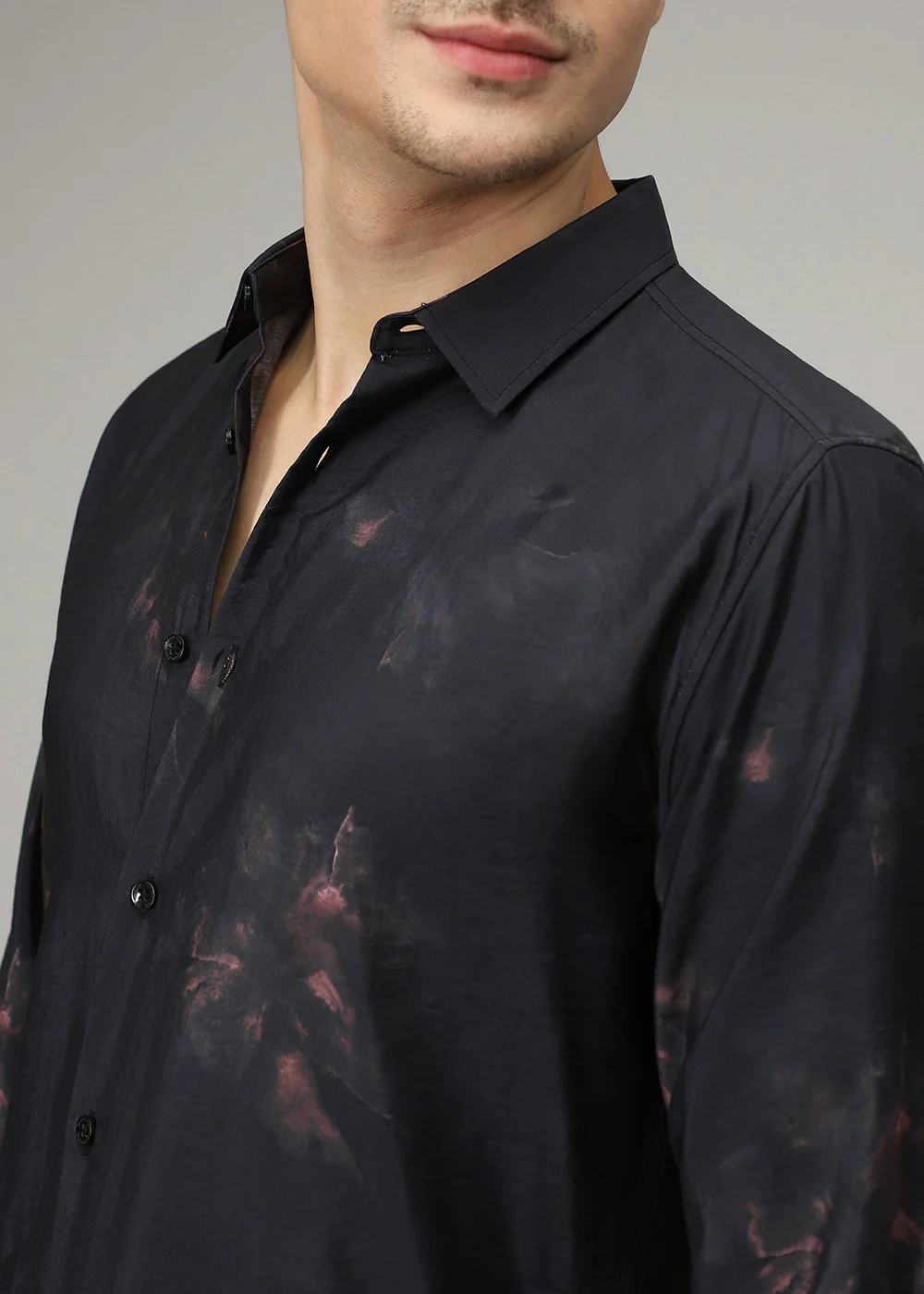 Black Floral Splash Print Shirt - Image 2